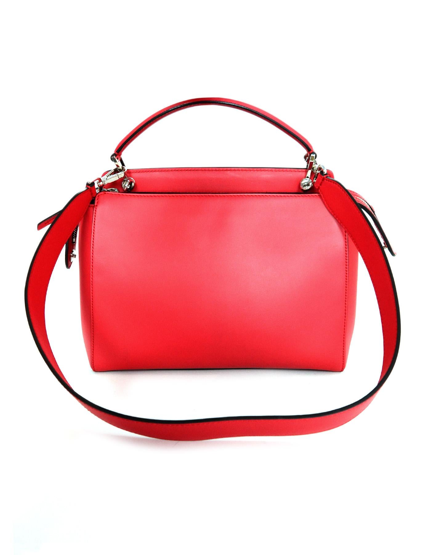 Fendi Red Nappa Leather Whipstitch Fashion Show Dotcom Satchel Bag w/ Strap 1