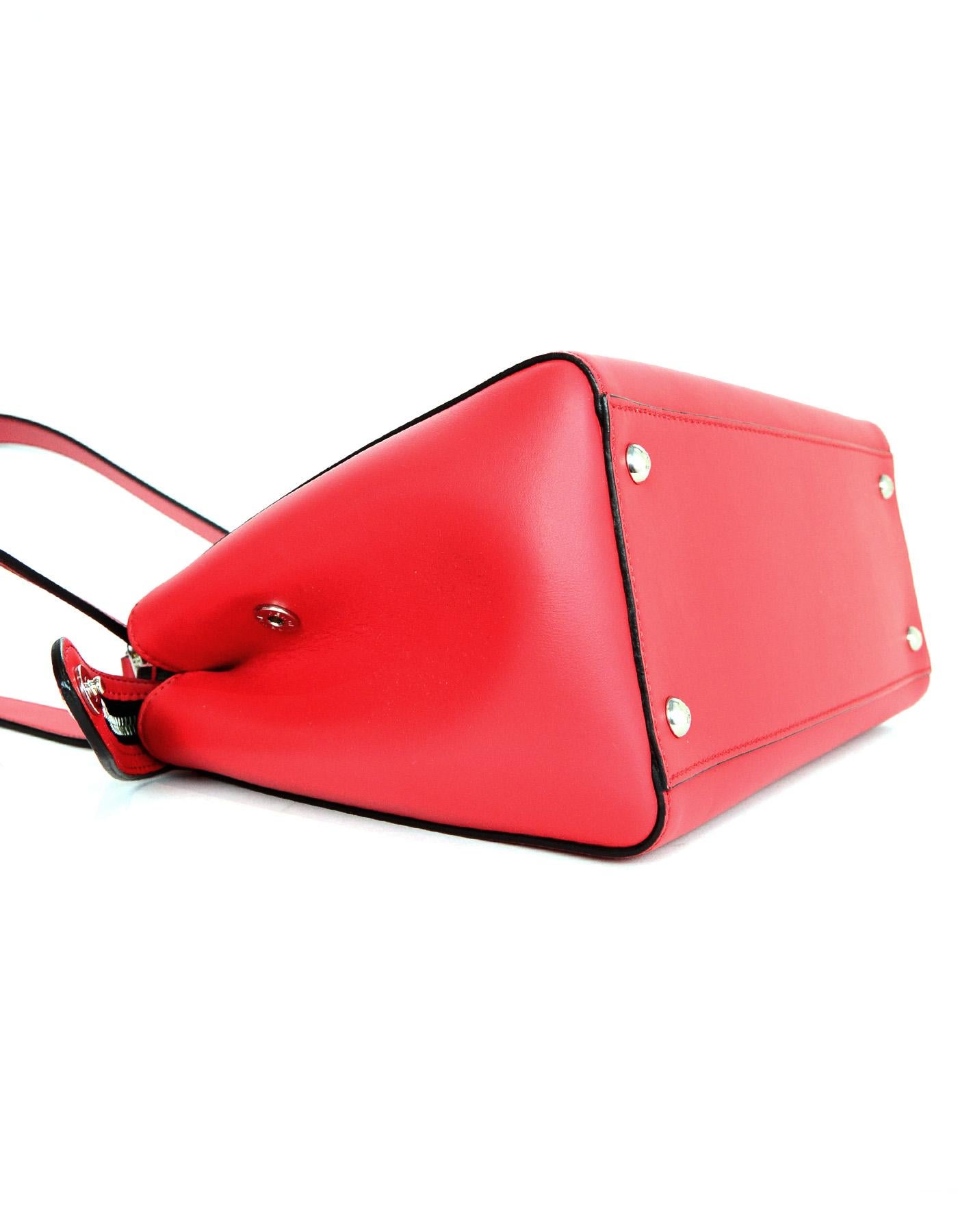 Fendi Red Nappa Leather Whipstitch Fashion Show Dotcom Satchel Bag w/ Strap 2