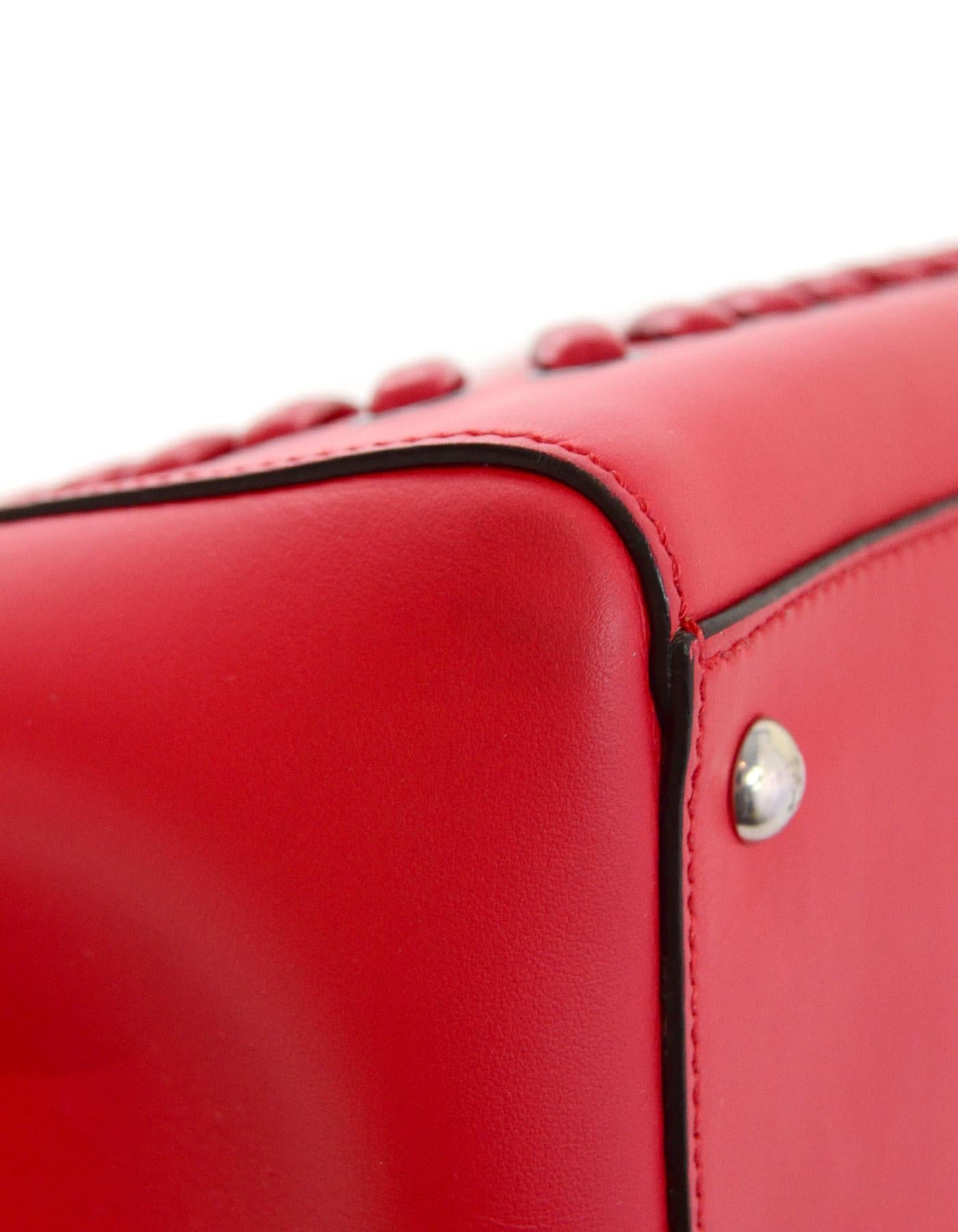 Fendi Red Nappa Leather Whipstitch Fashion Show Dotcom Satchel Bag w/ Strap 3
