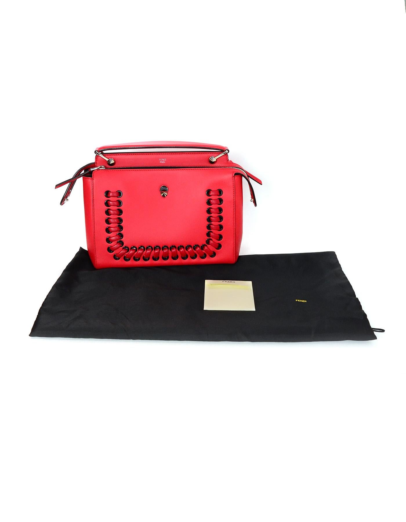 Fendi Red Nappa Leather Whipstitch Fashion Show Dotcom Satchel Bag w/ Strap 10