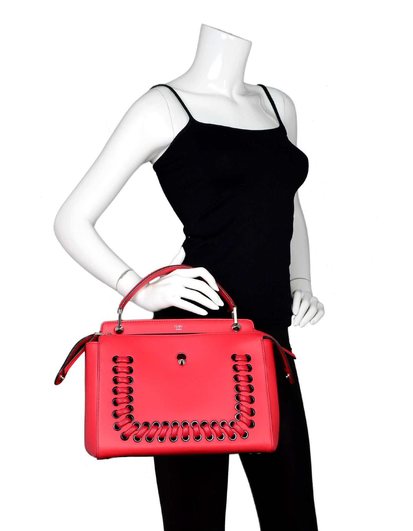 Fendi Red Nappa Leather Whipstitch Fashion Show Dotcom Satchel Bag w/ Strap In Excellent Condition In New York, NY