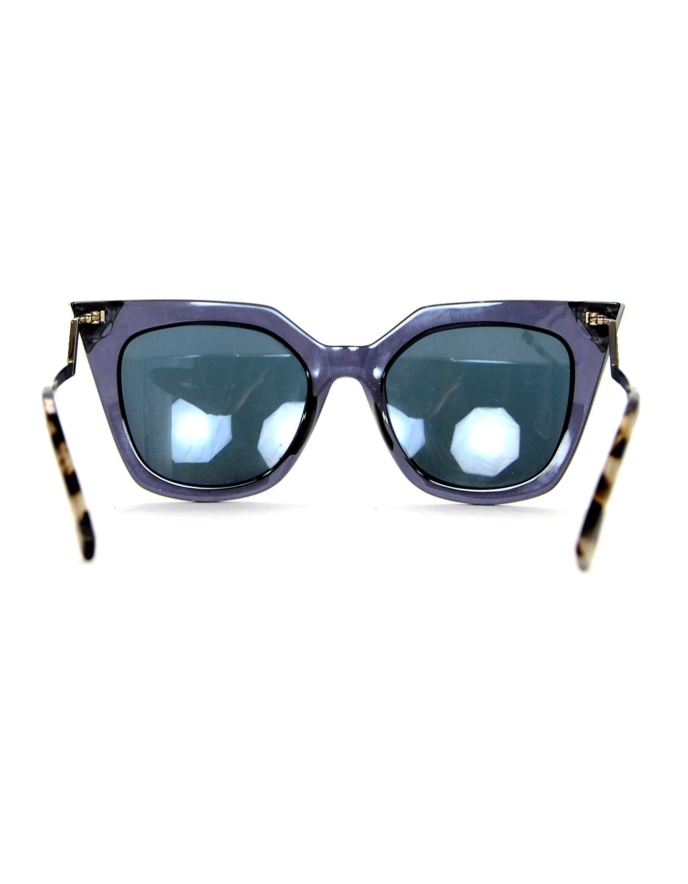 Women's Fendi Blue Iridia Metal Tip Cat Eye Sunglasses w/ Mirrored Lenses rt. $465