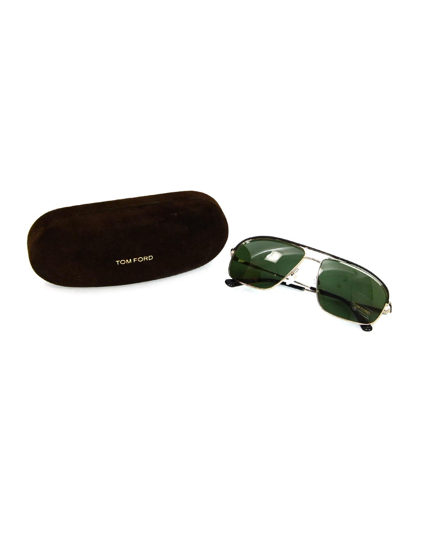 Tom Ford Black/Goldtone Justin Aviator Unisex Sunglasses W/ Case & Cloth 

Made In: Italy
Color: Black and goldtone
Hardware: Goldtone
Materials: Metal, matte black detailing 
Overall Condition: Excellent pre-owned condition with minor marks in