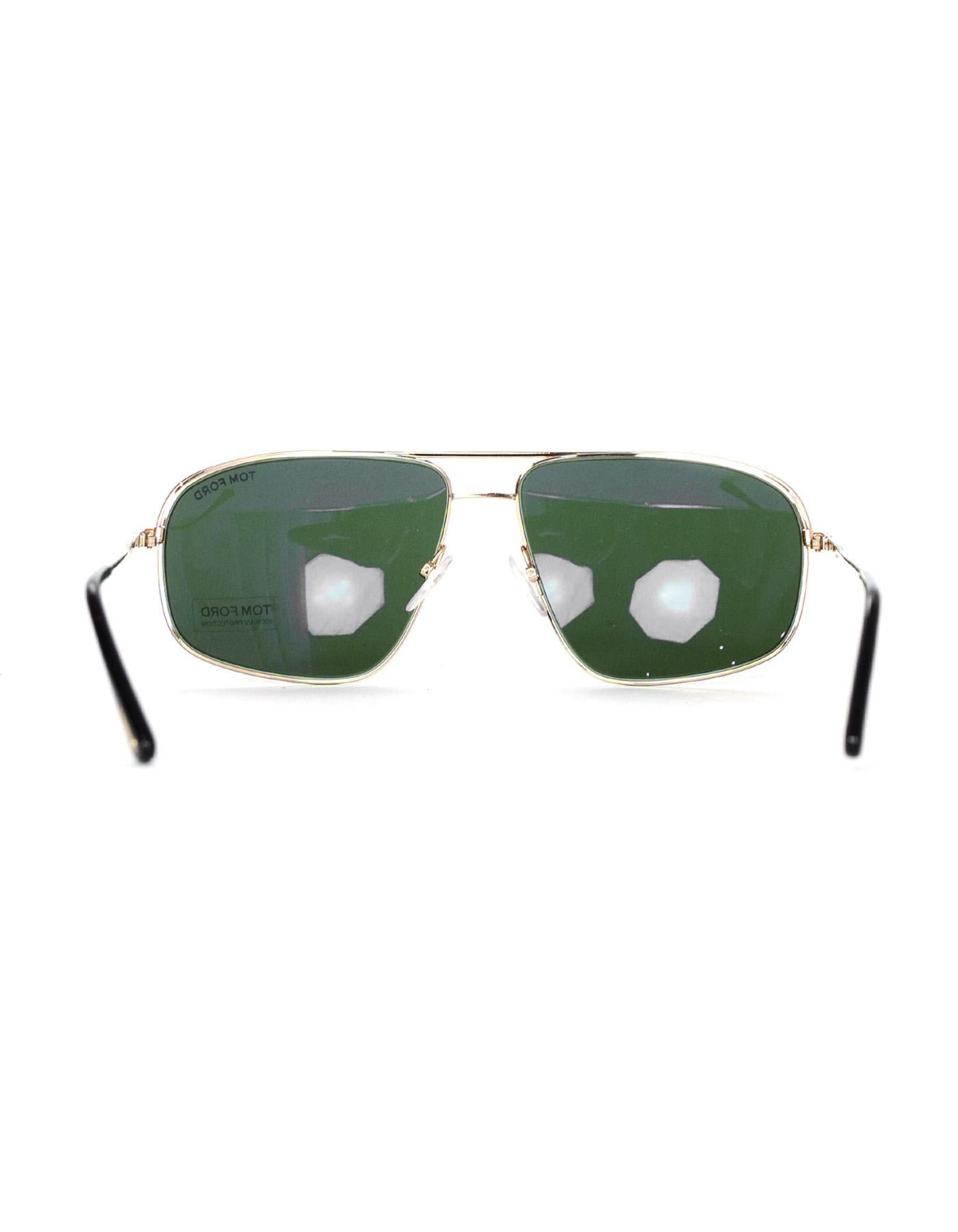 Tom Ford Black/Goldtone Justin Aviator Unisex Sunglasses w/ Case & Cloth  1