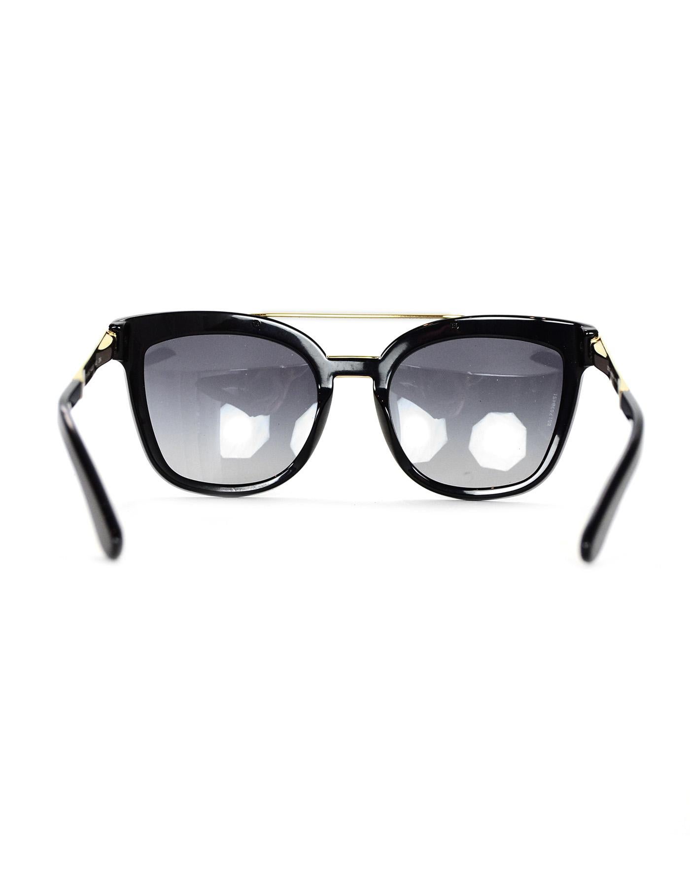 Women's Dolce & Gabbana DG 4269 Black Resin Sunglasses w/ Top Goldtone Bar