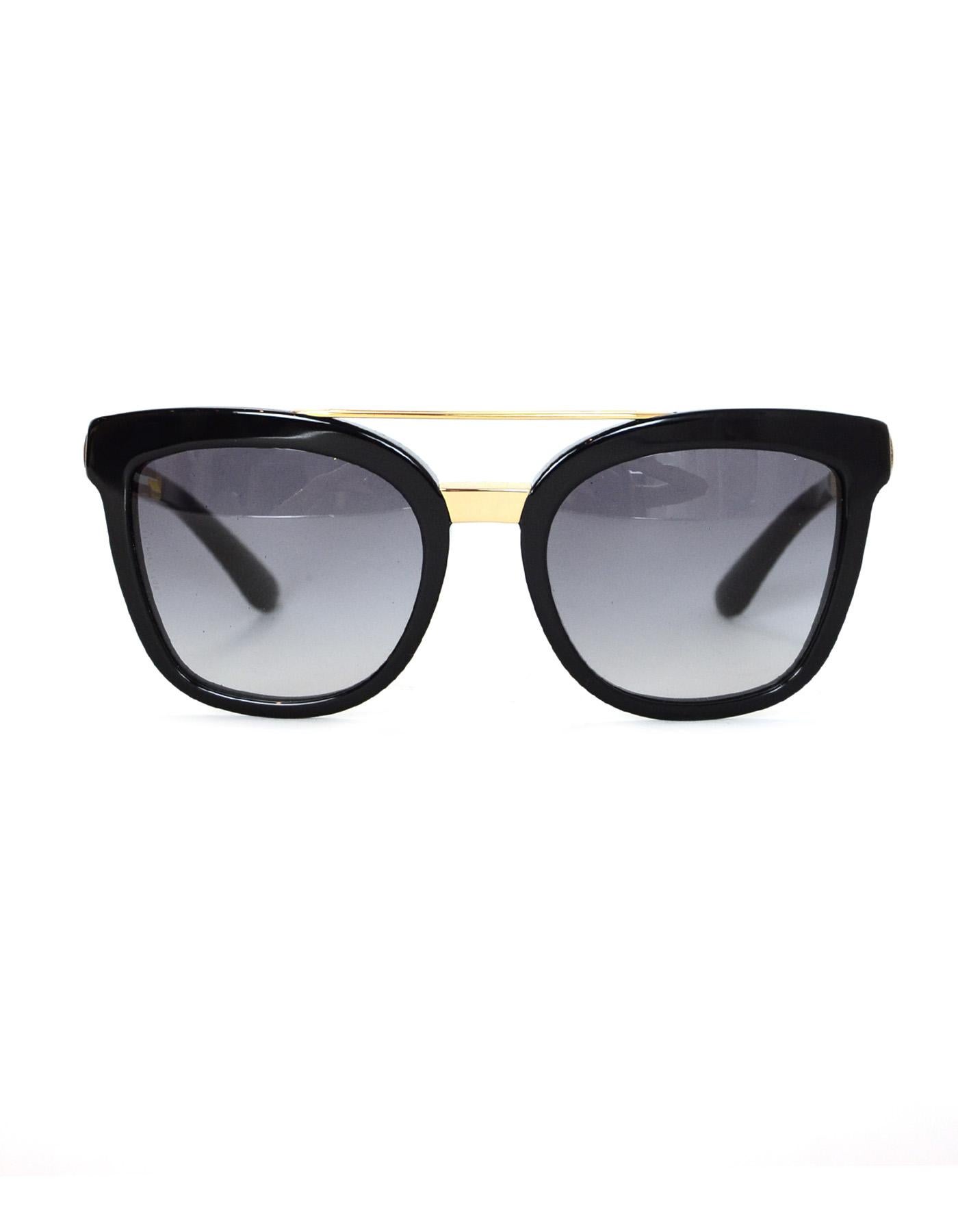 Dolce & Gabbana DG 4269 Black Resin Sunglasses w/ Top Goldtone Bar In Excellent Condition In New York, NY