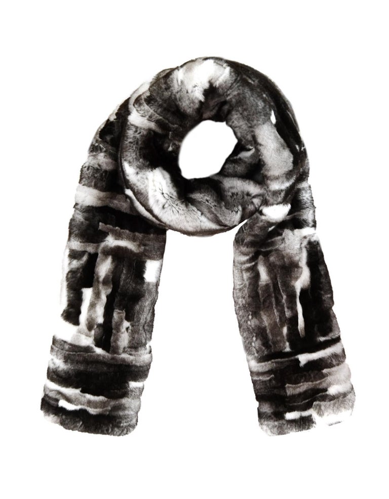 Chanel Grey Cashmere CC Print Rabbit Fur Stole Scarf at 1stDibs ...