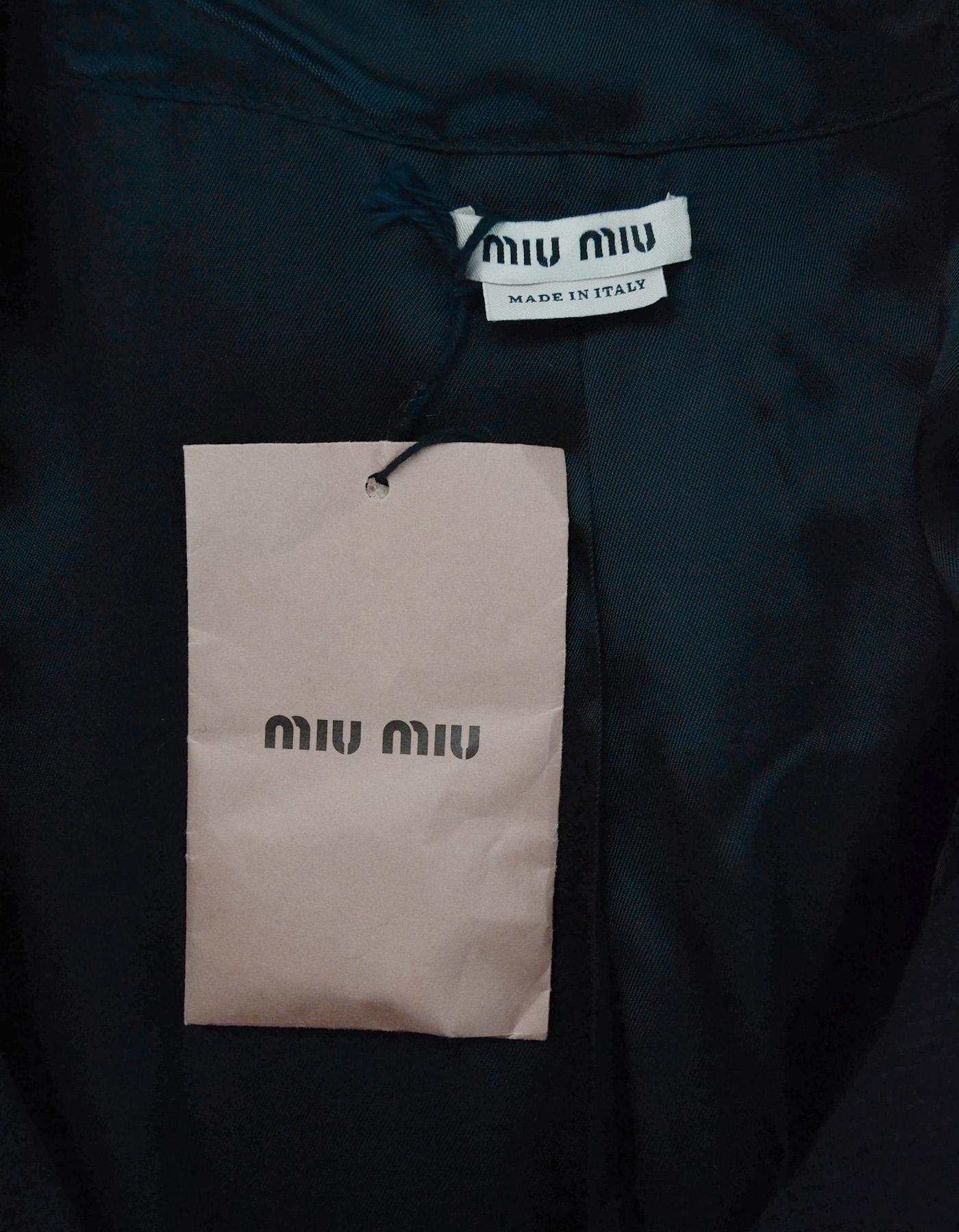 Black Miu Miu Navy/Light Blue & Red Color Block Wool Coat sz IT36/US0