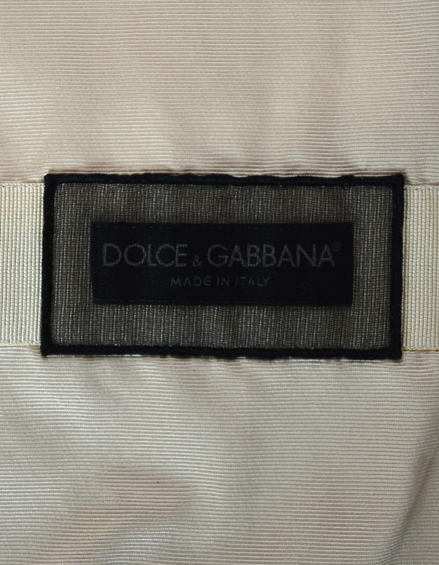 Dolce & Gabbana Beige Leather Double Breasted Jacket W/ 3/4 Sleeves Sz 40 2