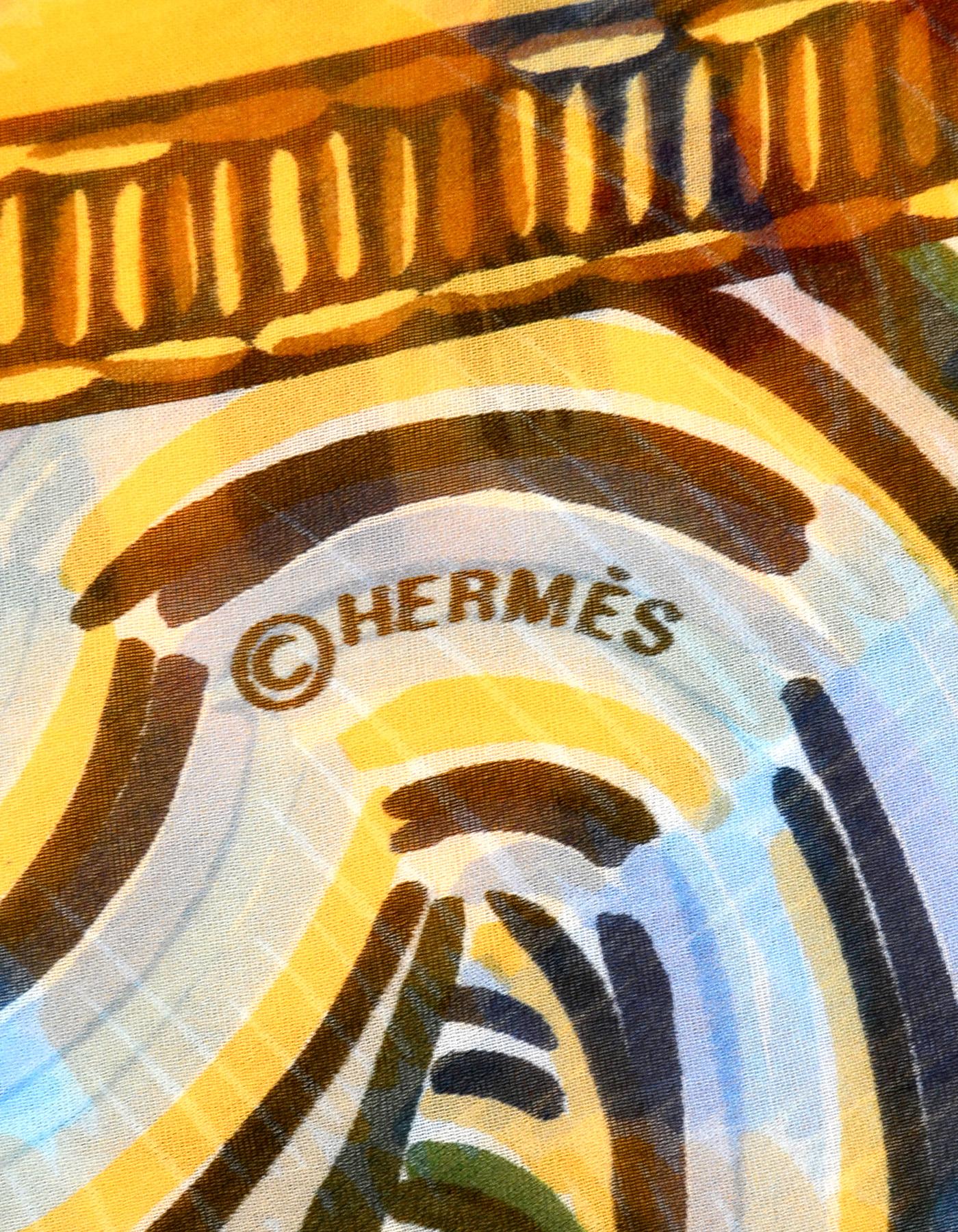 Hermes Henry Sailor Mousseline XL Silk Shawl In Excellent Condition In New York, NY