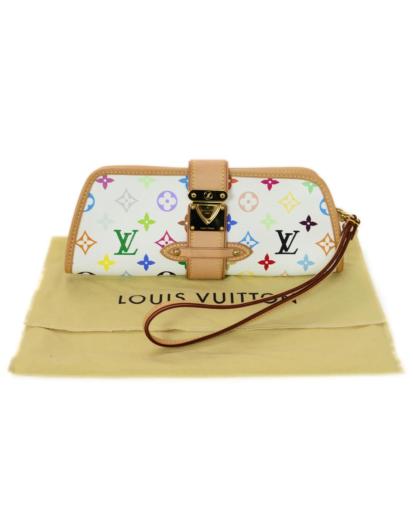 Louis Vuitton Shirley White & Multi-Color LV Monogram Clutch/Wristlet Bag 2