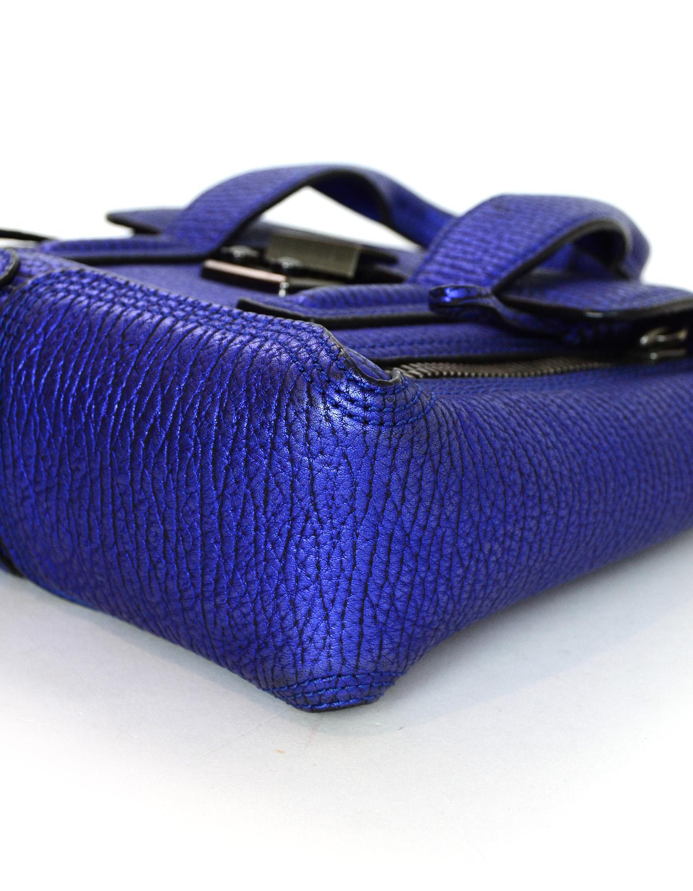 3.1 Phillip Lim Blue Metallic Leather Mini Pashli Crossbody Bag 1