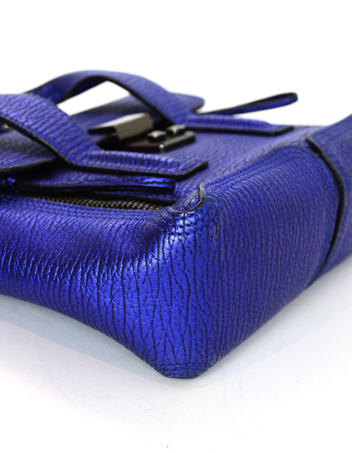 Women's 3.1 Phillip Lim Blue Metallic Leather Mini Pashli Crossbody Bag