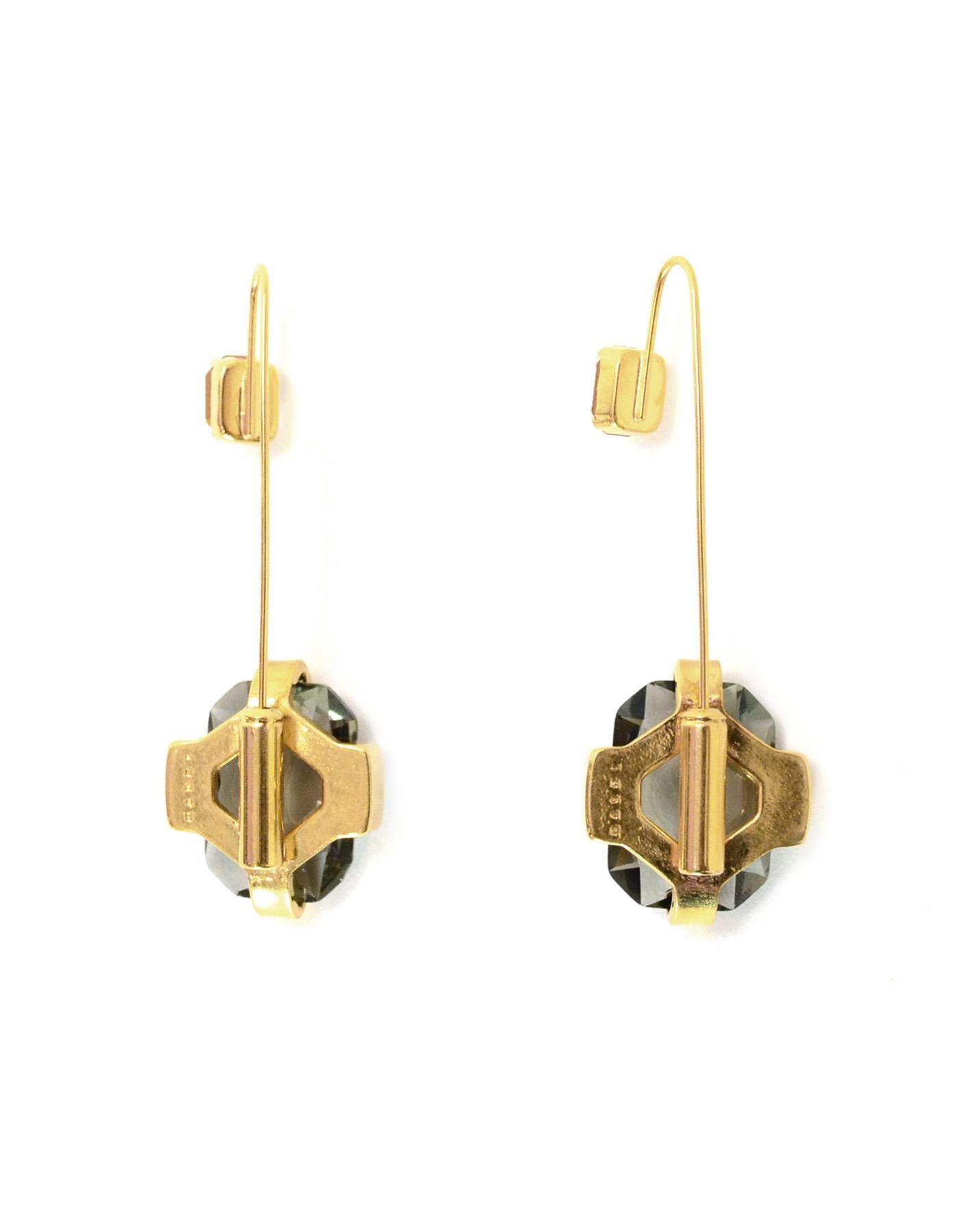 Marni Taupe Crystal Goldtone Hanging Earrings/Set Of Brooch Pins 1