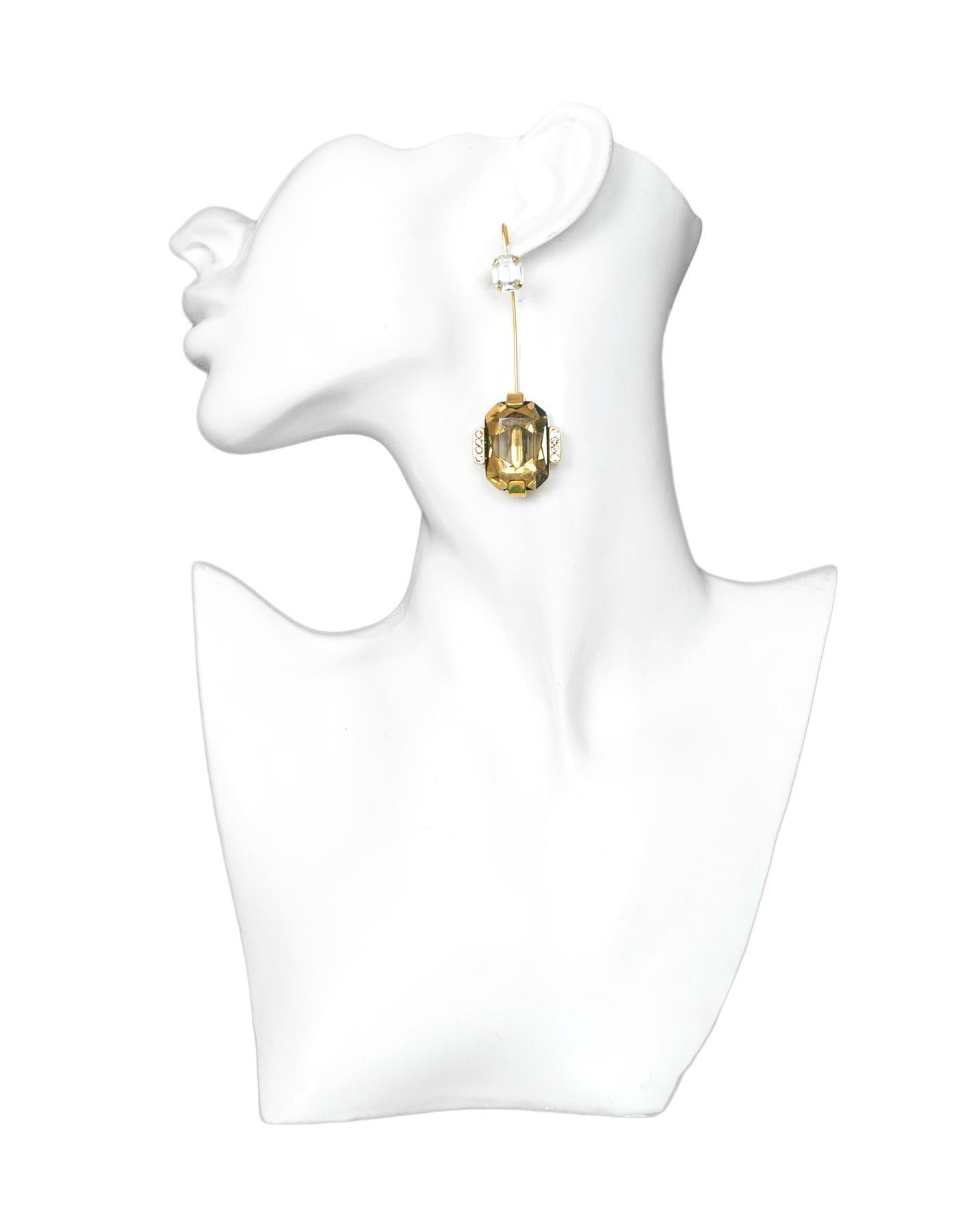 Marni Taupe Crystal Goldtone Hanging Earrings/Set Of Brooch Pins In Excellent Condition In New York, NY