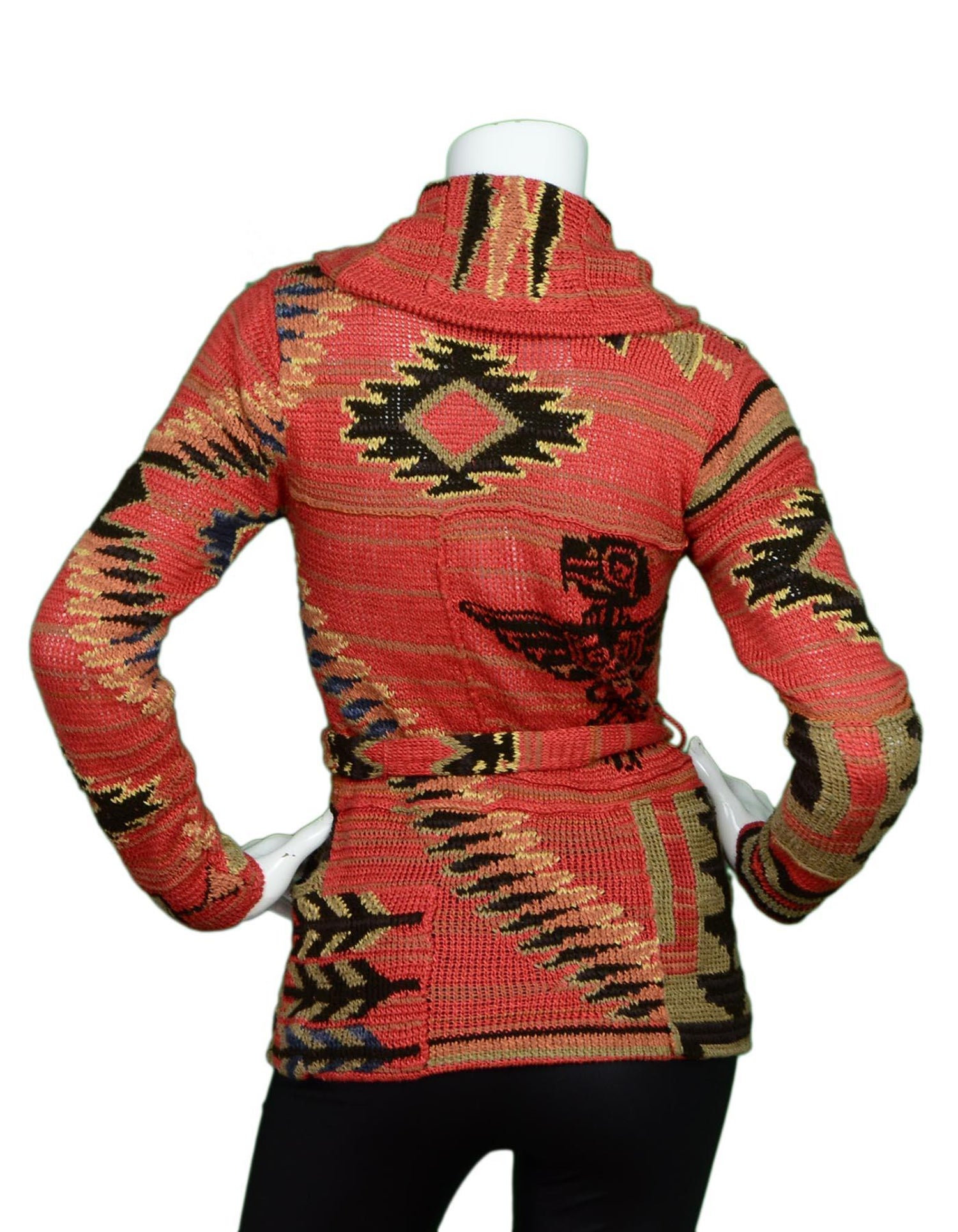 Ralph Lauren Silk/Linen/Cotton Handknit Aztec Belted Cardigan Sweater Sz S  at 1stDibs | ralph lauren aztec cardigan, ralph lauren aztec sweater