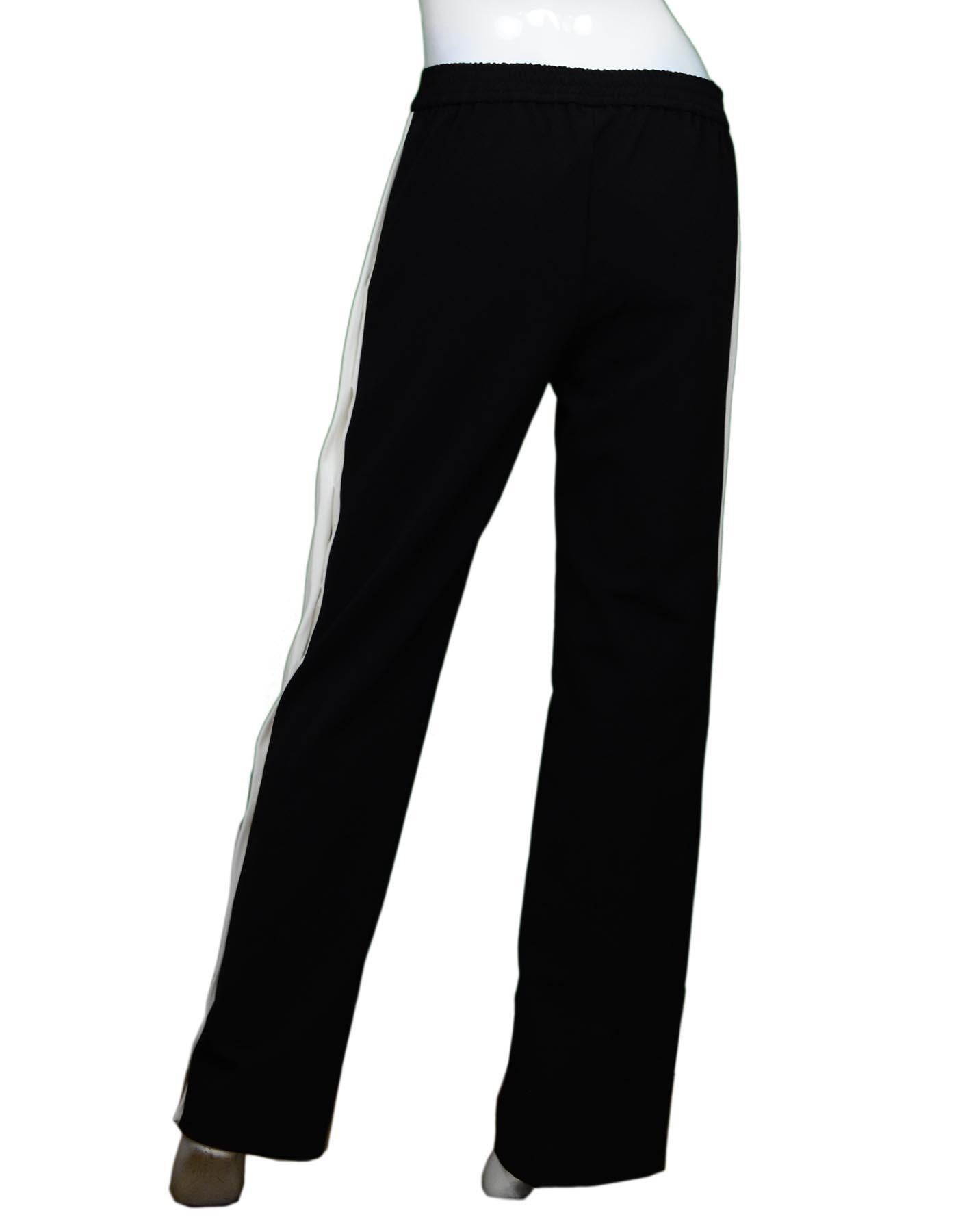 Theory NWT Black/White Elastic Waist Snap Side Pants Sz S In New Condition In New York, NY