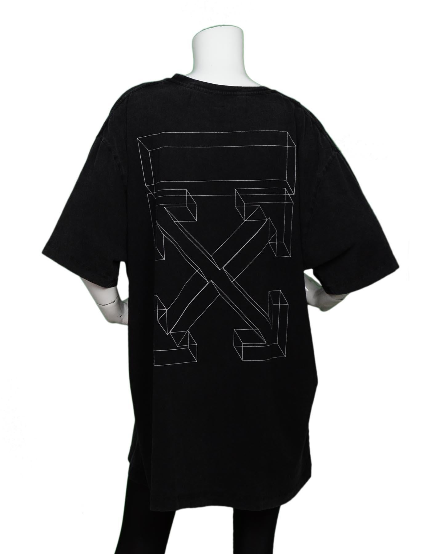 Off-White 2018 NWT Men's Oversized Printed Black Cotton-Jersey T-Shirt Sz L In New Condition In New York, NY