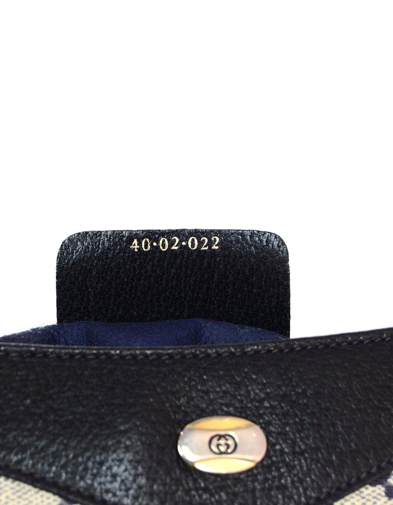 Gucci Vintage Navy Blue Coated Canvas/Leather Monogram GG Supreme Crossbody Bag For Sale at 1stdibs