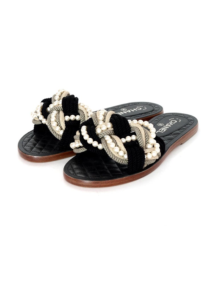 chanel pearl slide sandals