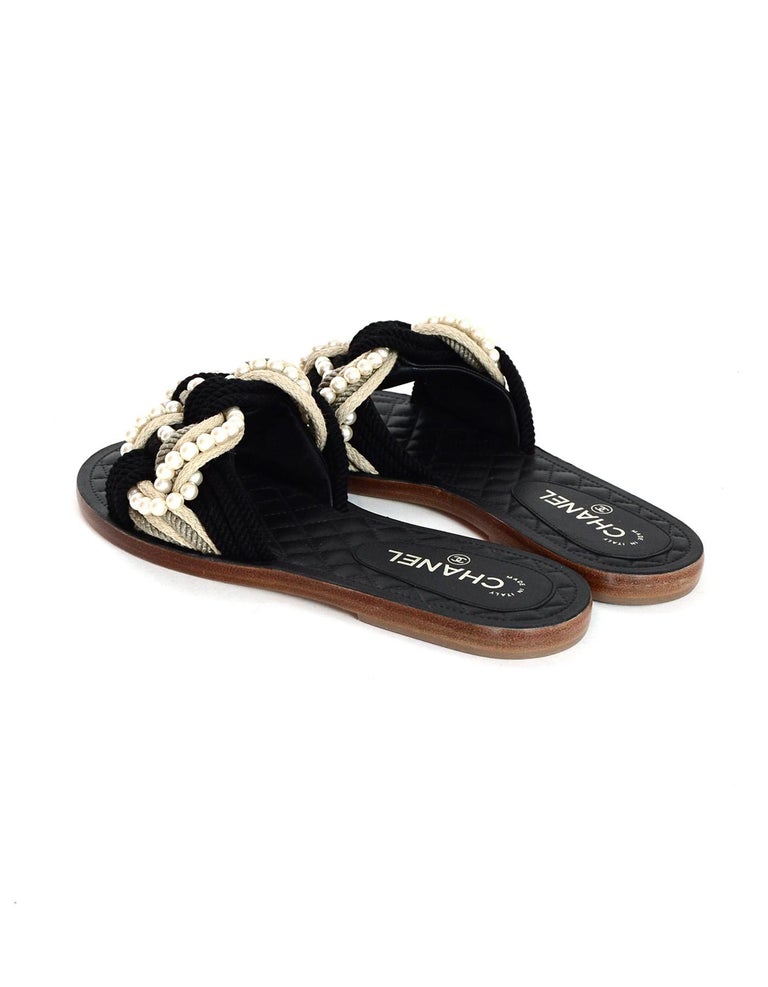 Cuba Slides Chanel Rope Slides Chanel '17 Black/Beige Canvas