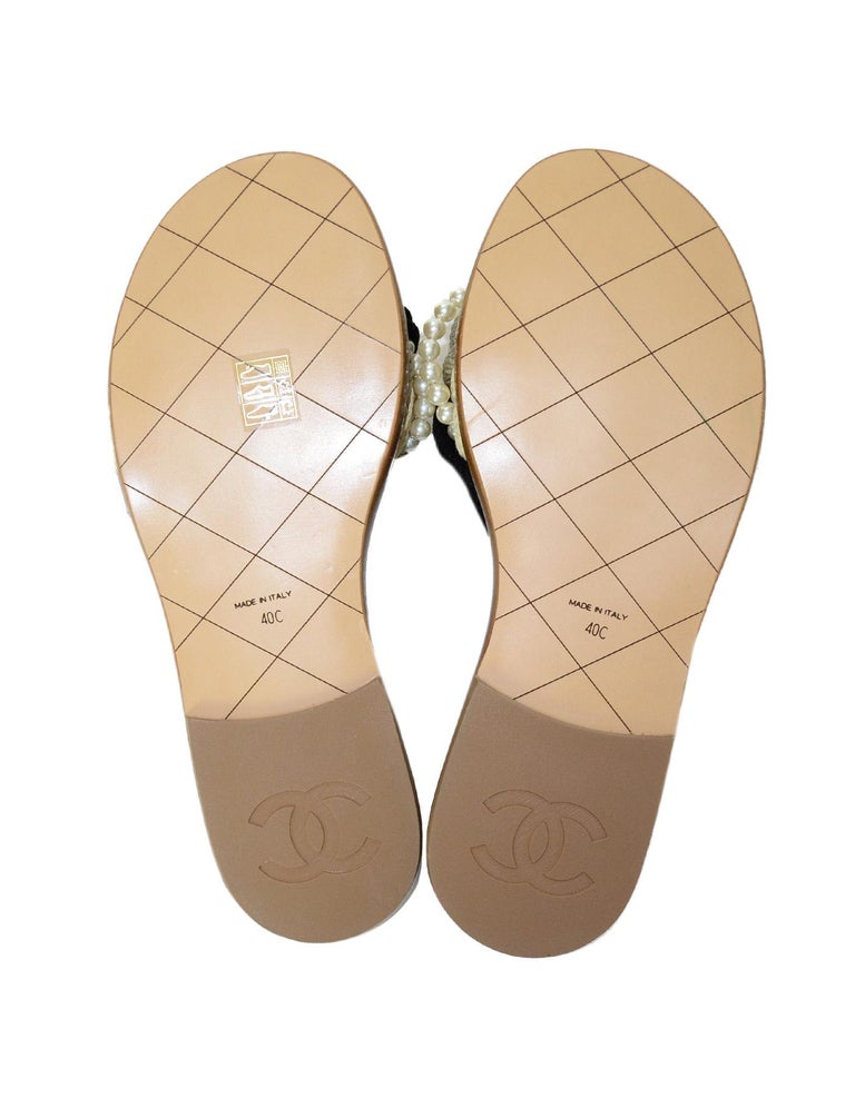 chanel pearl slide sandals