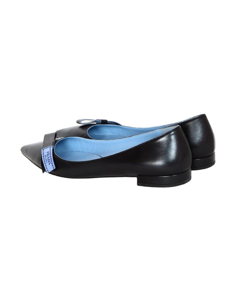 prada bow logo pointed toe flat