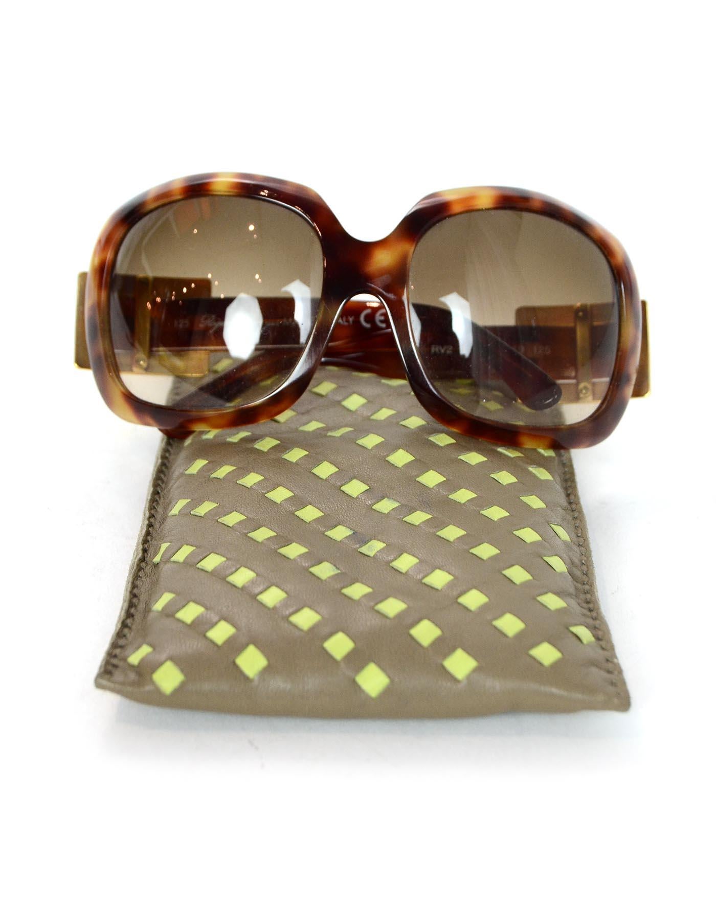 Roger Vivier Light Tortoise Oversized RV2 Sunglasses W/ Signature Buckle Side 1