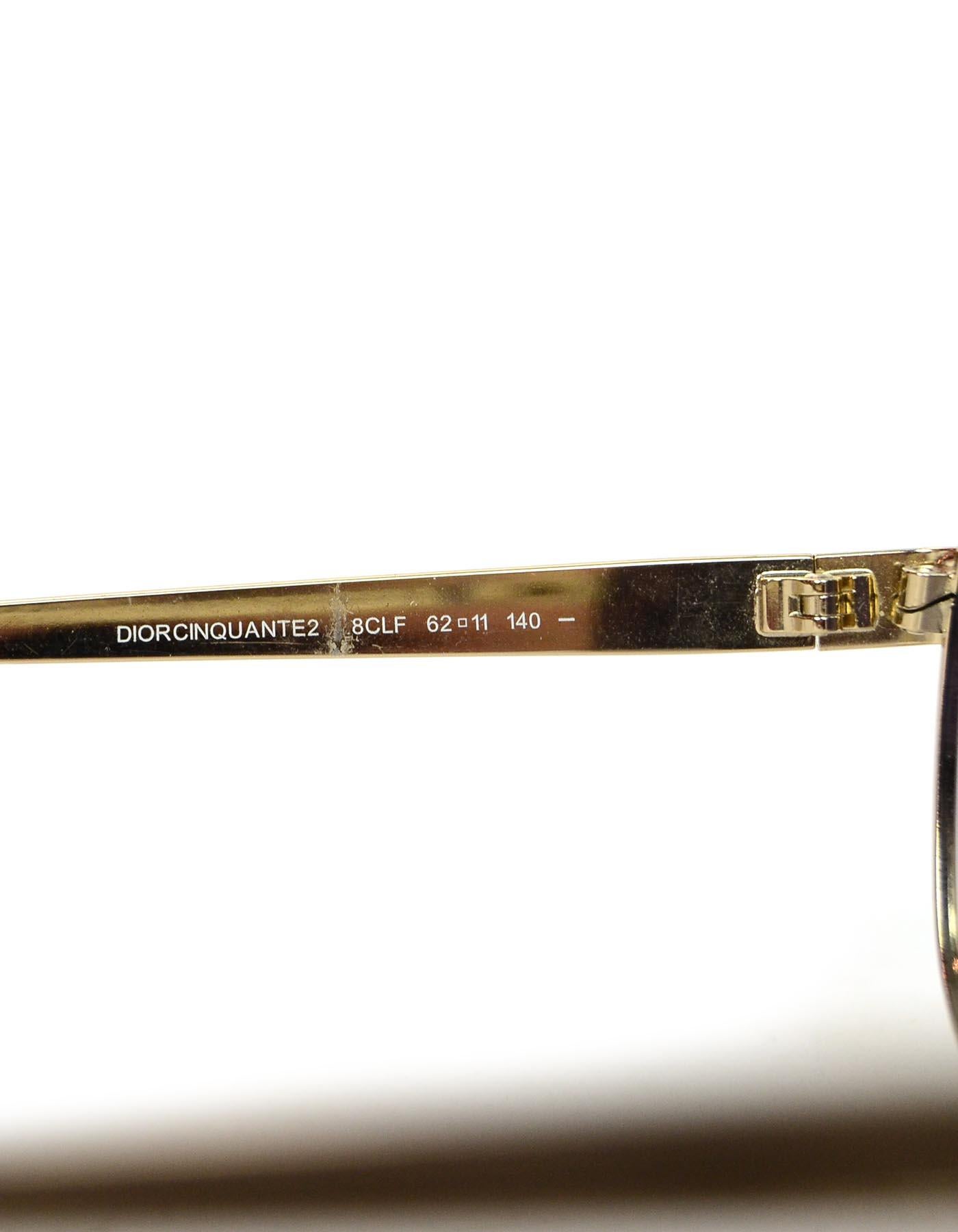 Women's or Men's Christian Dior Cinquante 2 Goldtone Rim Black Gradient Aviator Sunglasses