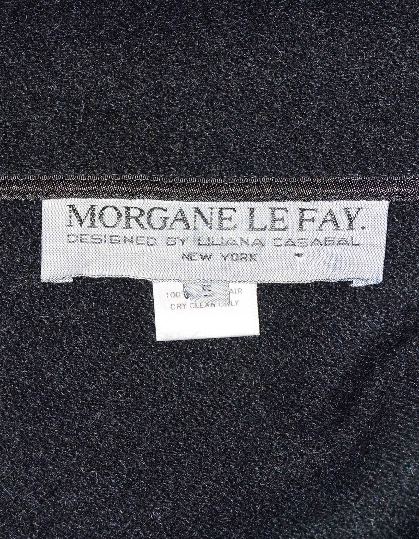 Morgane Le Fay Black Camel Hair Open Jacket W/ Sailor Collar Sz S In Excellent Condition In New York, NY