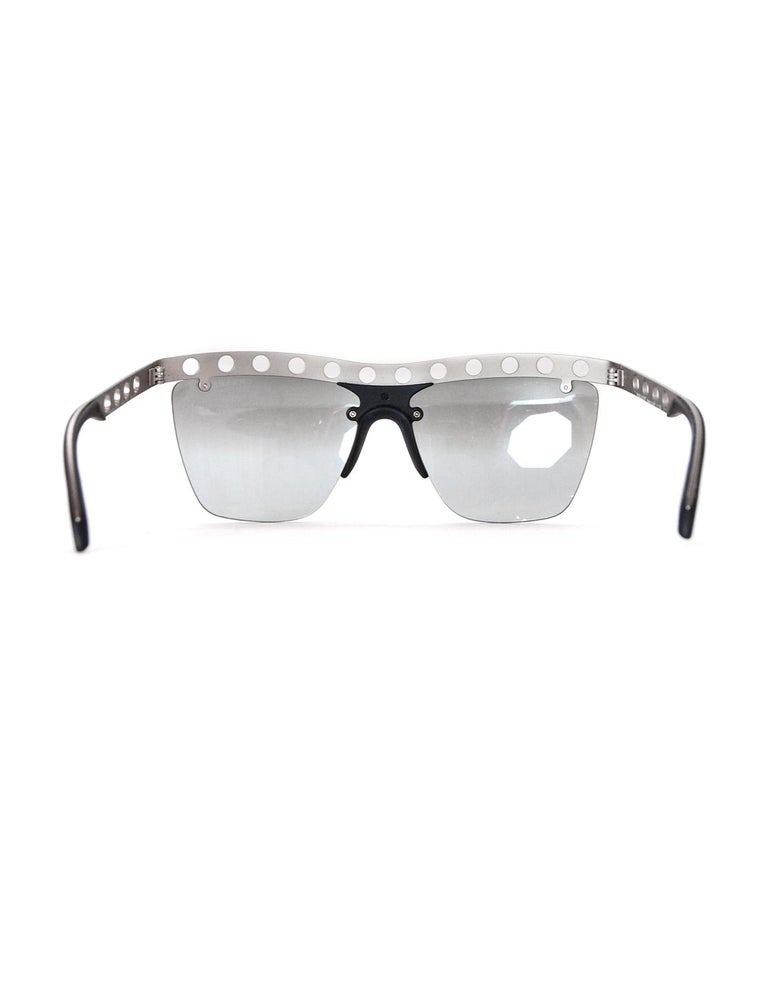 Prada Machine Brushed Silvertone Rimless Sunglasses W/ Metal Perforated ...