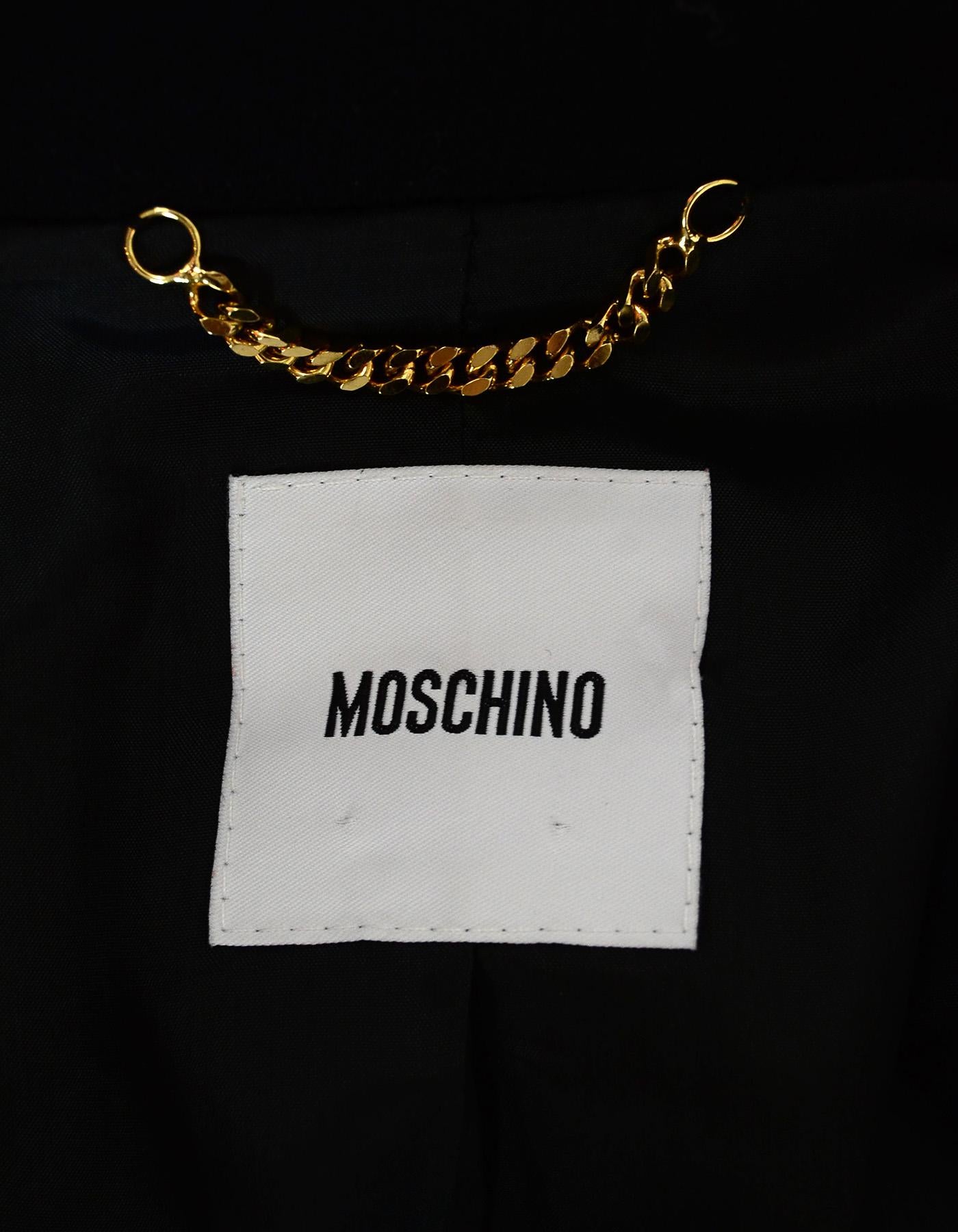 Women's Moschino Black & White Stripe/Chevron 3/4 Sleeve Jacket Blazer Sz 8