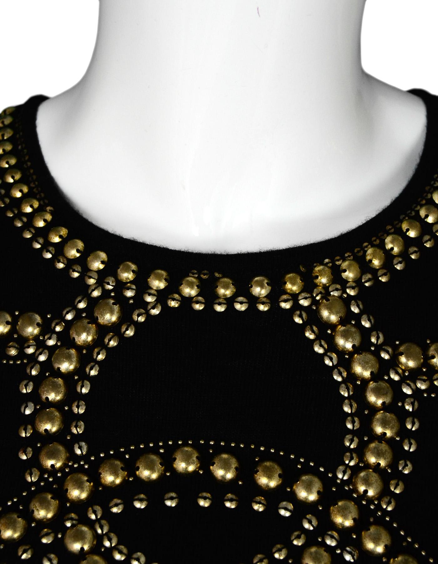 Women's Naeem Kahn Black/Gold Embellished Cashmere Sweater Sz P (S)