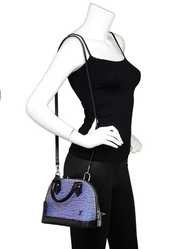 Louis Vuitton LV 2018 Blue Denim Epi Leather Mini Alma BB Crossbody Bag For Sale at 1stdibs
