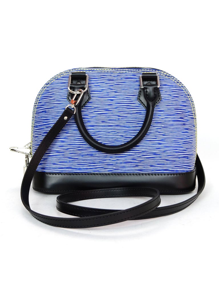 Louis Vuitton LV 2018 Blue Denim Epi Leather Mini Alma BB Crossbody Bag For Sale at 1stdibs