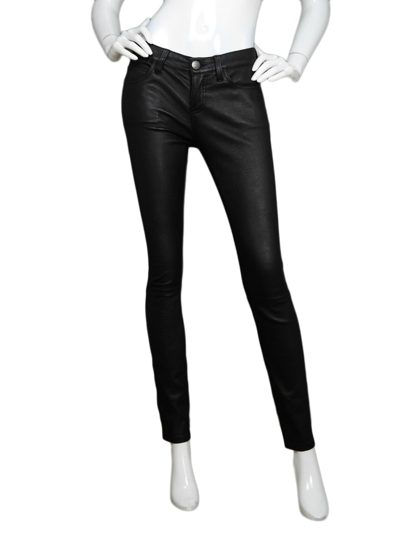 Current/Elliot Black Leather The Ankle Skinny Pants Sz 26

Made In:  China
Color: Black
Materials: 100% stretch lamb leather
Overall Condition: Excellent pre-owned condition 
Estimated Retail: $985 + tax

Measurements:   
Waist: 30