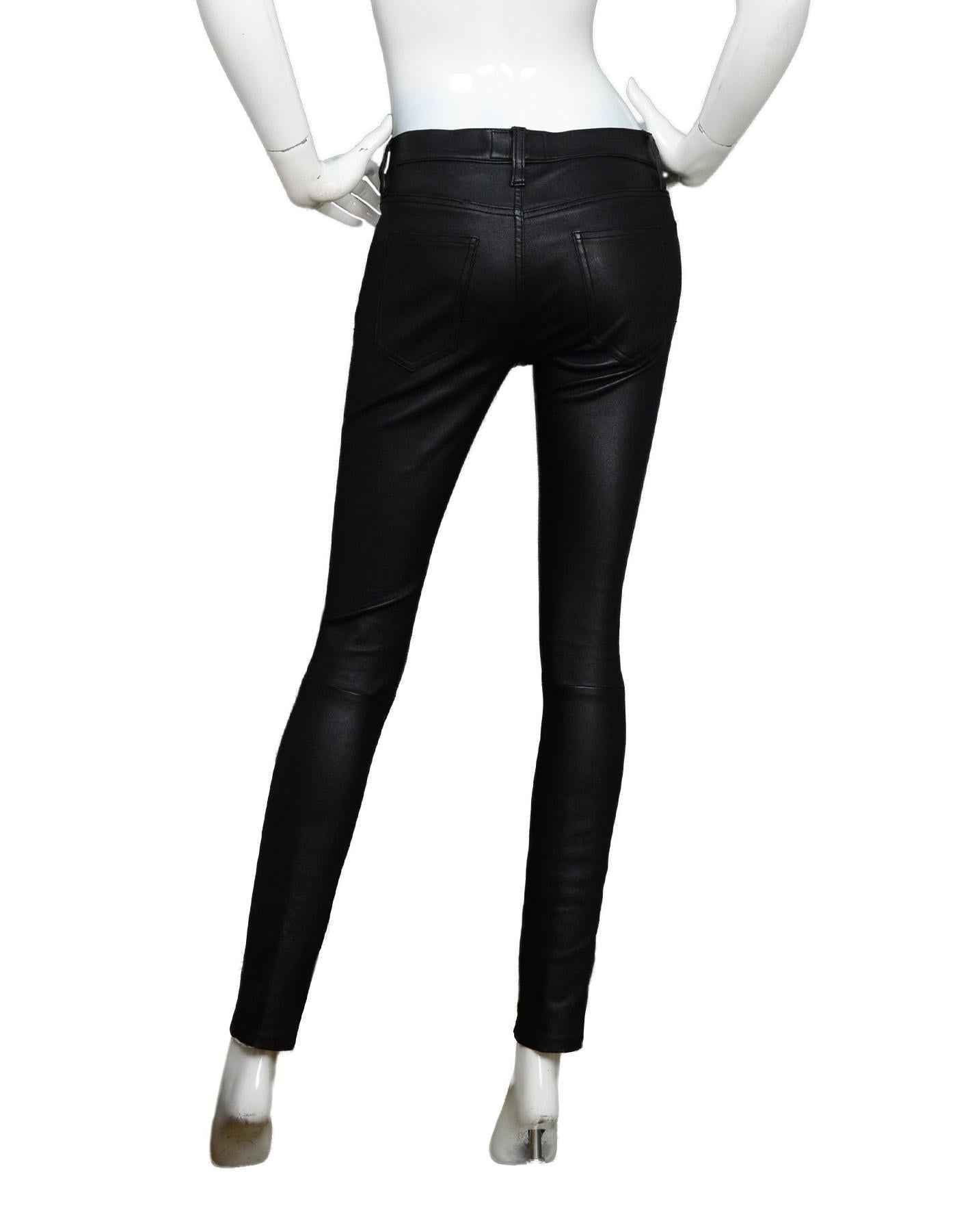 Current/Elliot Black Leather The Ankle Skinny Pants Sz 26 In Excellent Condition In New York, NY