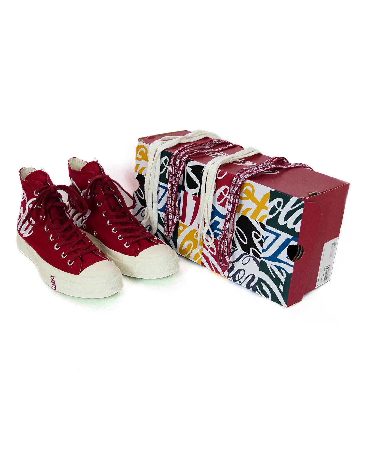Converse x Kith 2018 NEW Coca-Cola Red High Top Denim Chuck Taylor 70 Sneakers Sz 11 Unisex.
Includes Converse x Kith Shoe Box & A Pair of White Shoe Laces and Coca-Cola x Kith Red Logo Shoe Laces.

Made In: Vietnam
Year of Production: 2018
Color: