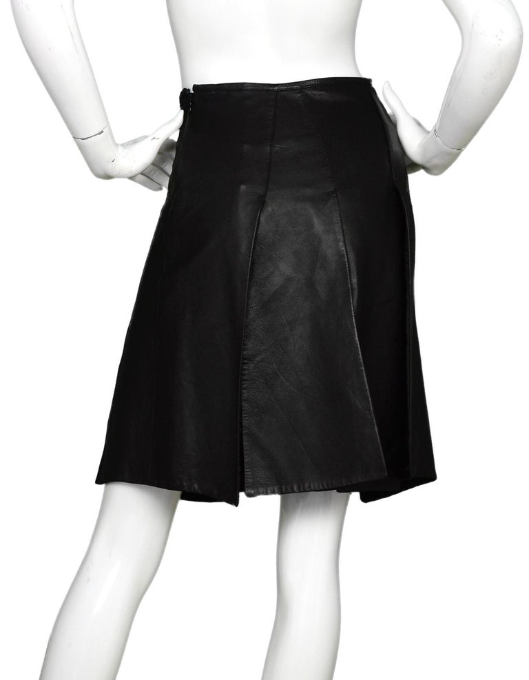 Prada Black Leather Car Wash Paneled Skirt Sz 40 For Sale at 1stDibs