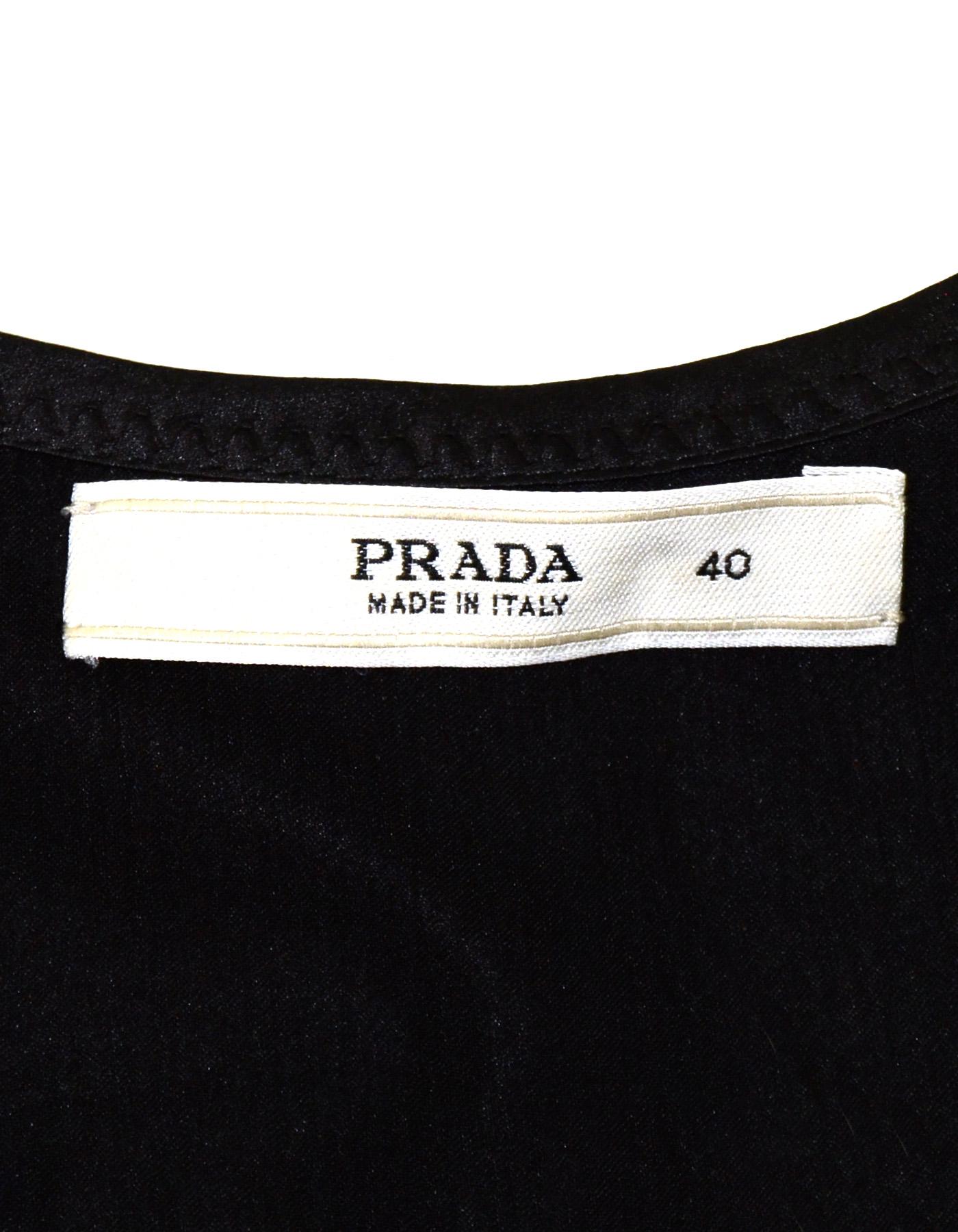 Women's Prada Black Satin Silk Sleeveless Dress Sz 40