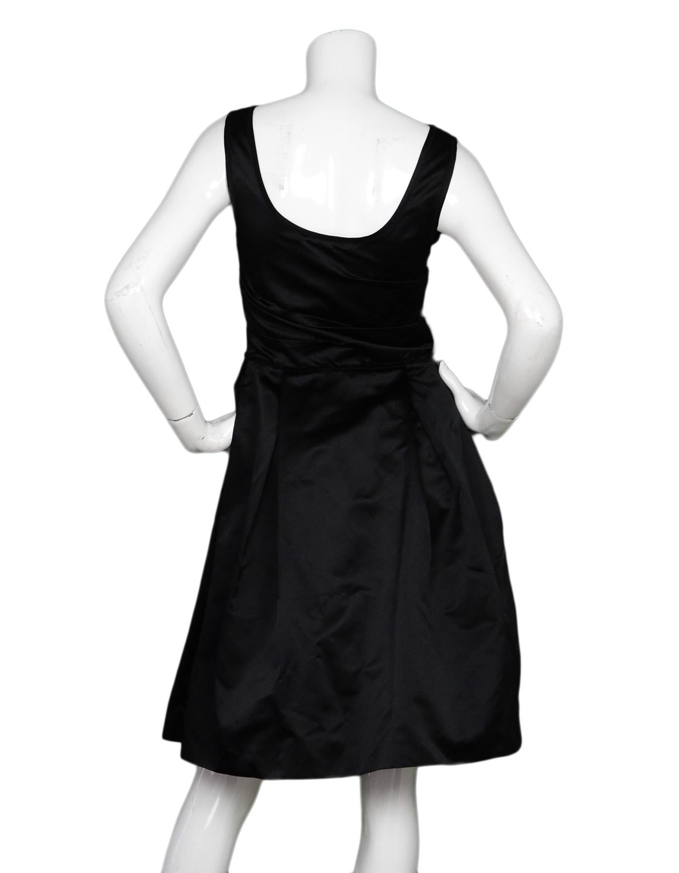 Prada Black Satin Silk Sleeveless Dress Sz 40 In Excellent Condition In New York, NY