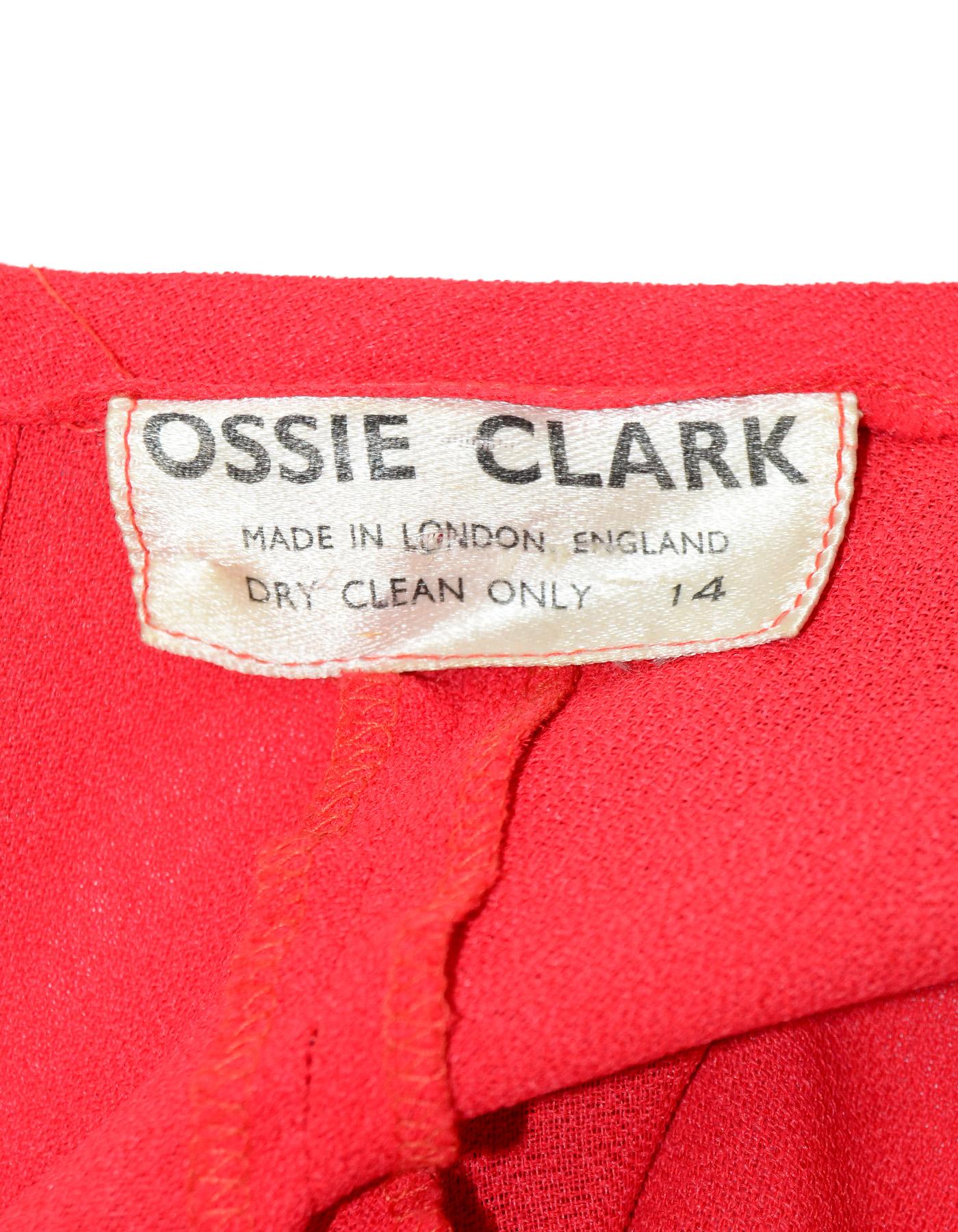 Women's Ossie Clark Vintage '60s Red Crepe Wrap Dress Sz 14