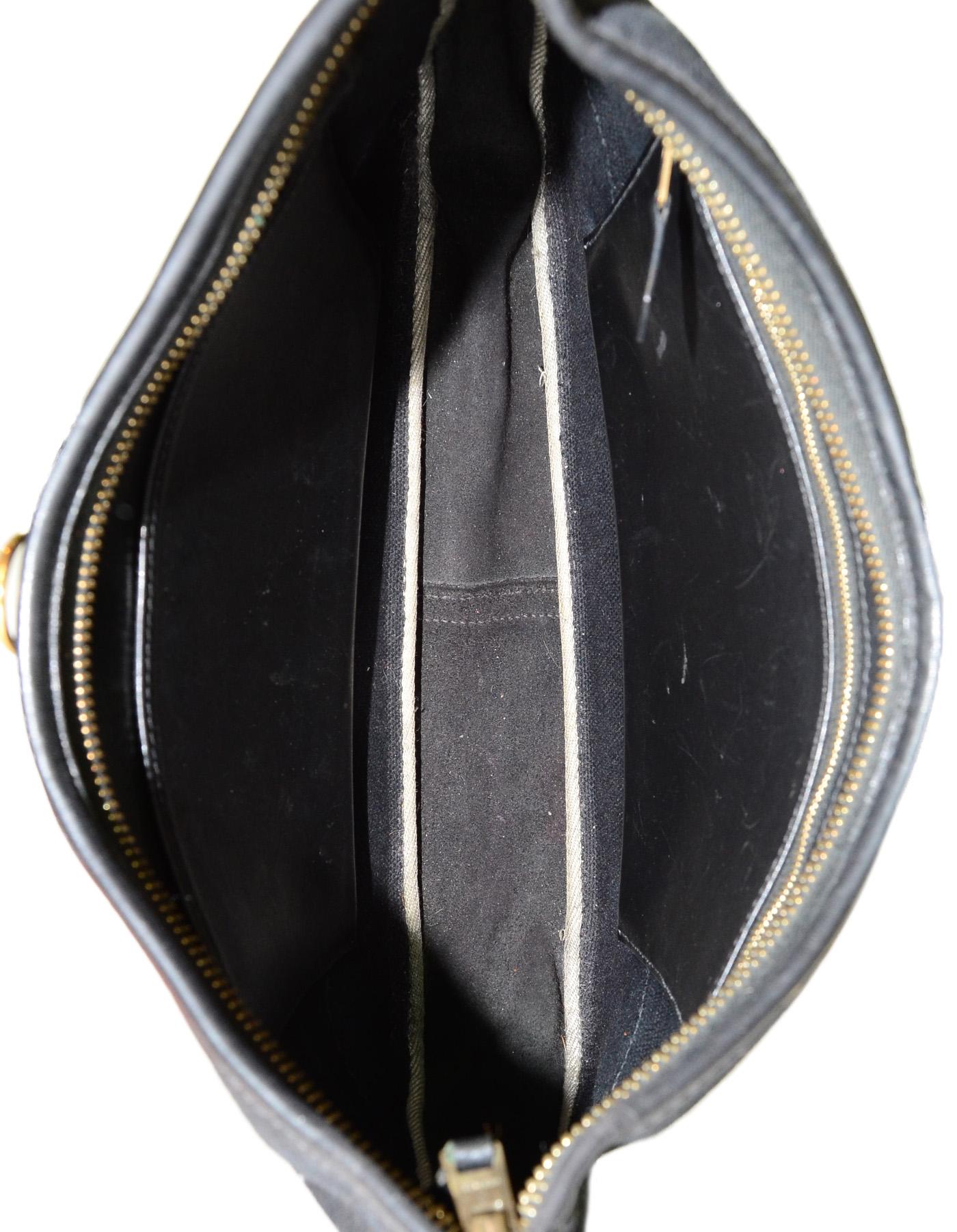 Hermes Black Canvas & Leather Toile 31cm Trim Shoulder Bag W/ Goldtone Hardware 2
