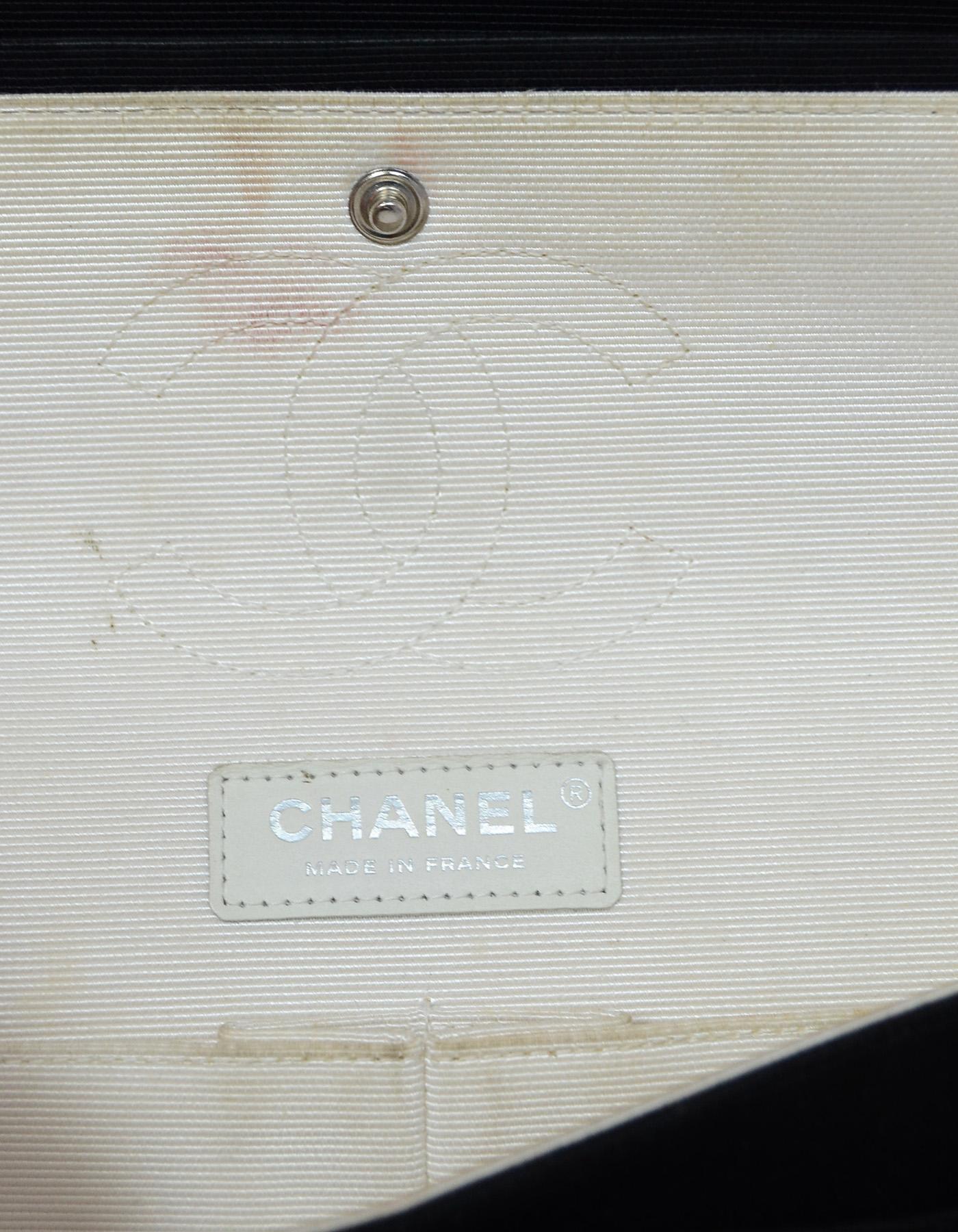 Chanel Black Sparkle/White Tweed Double Flap Bag W/ Silvertone CC Hardware  4