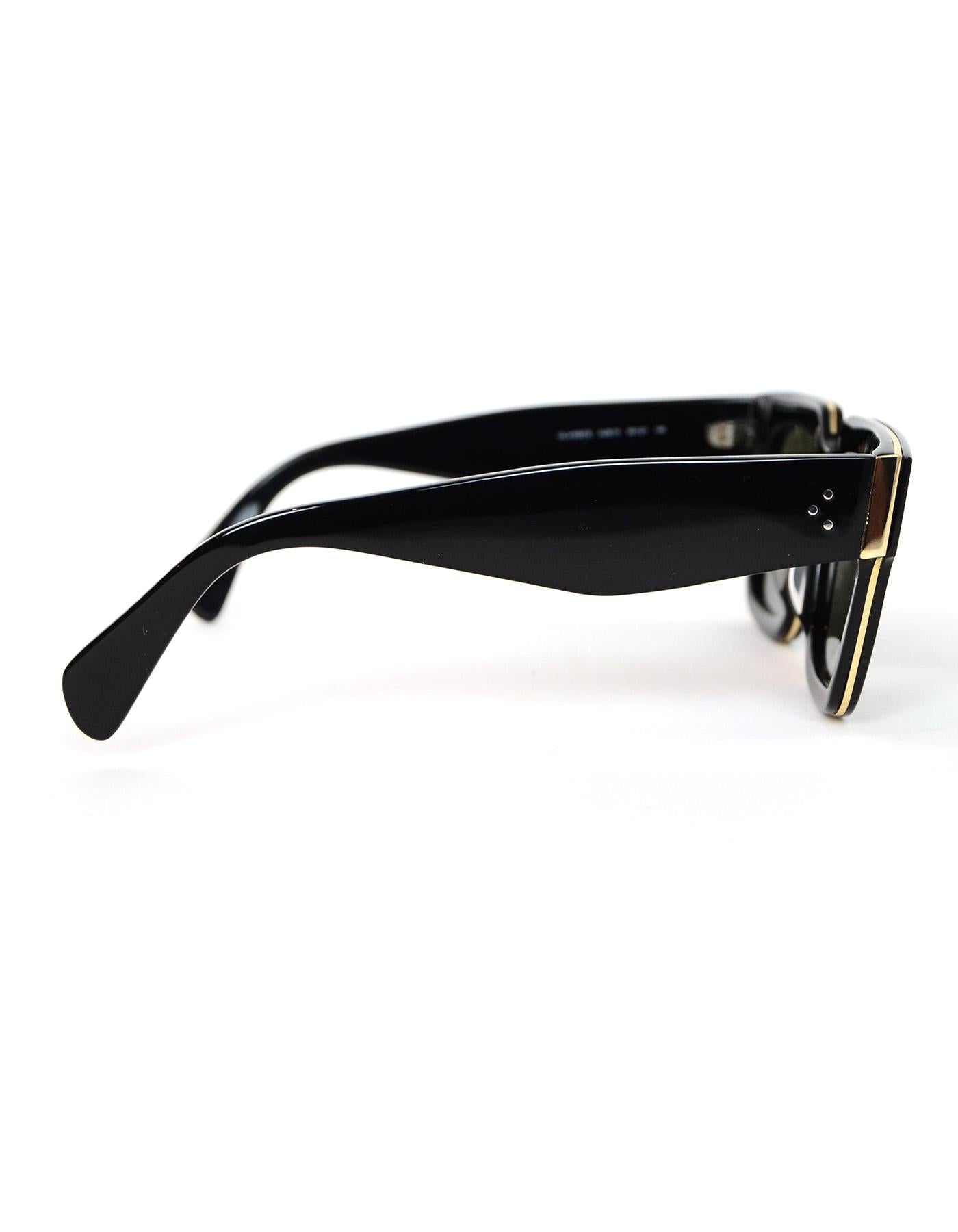 Celine Black Resin Strat Screen Sunglasses W/ Gold Inlay 2