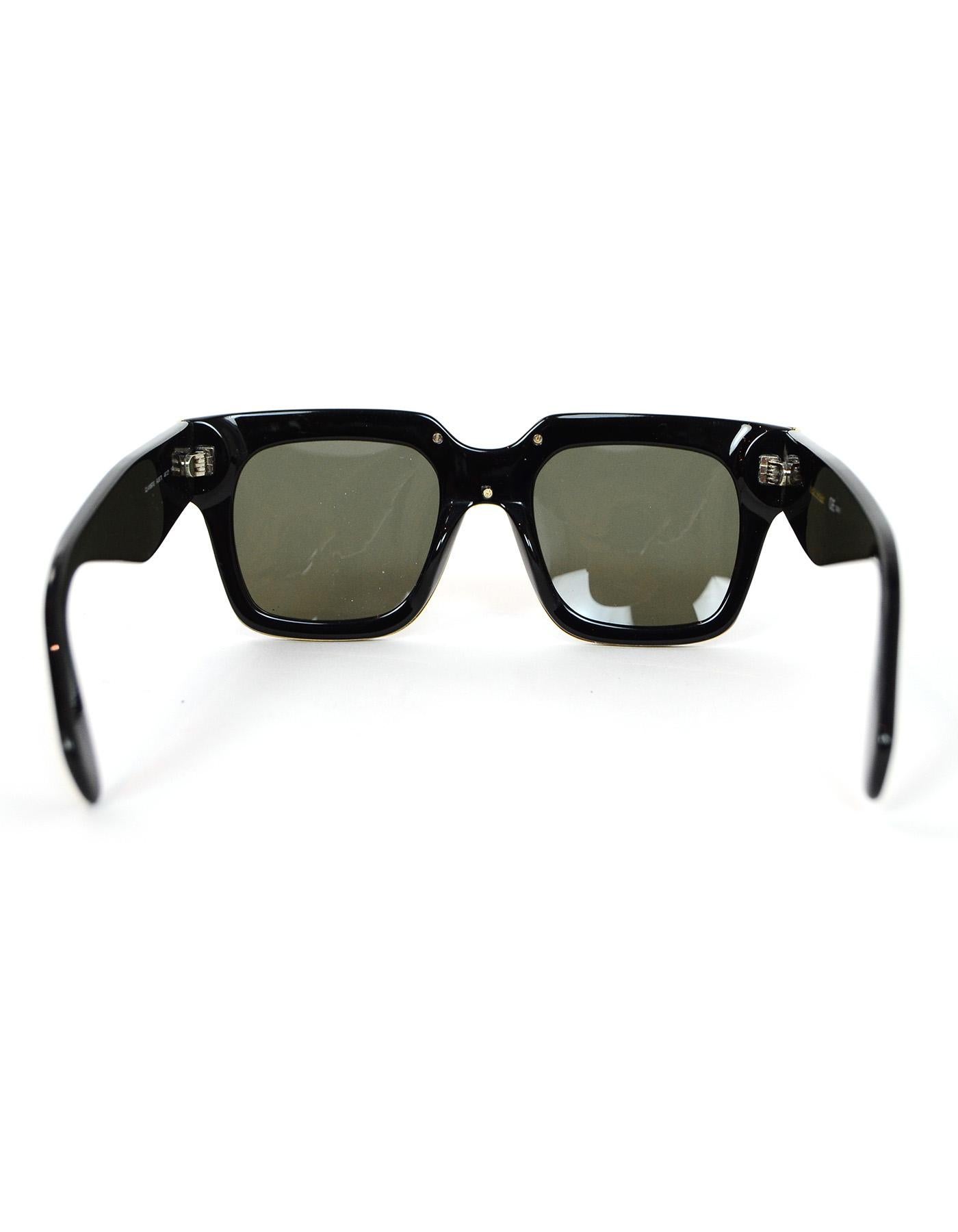 Celine Black Resin Strat Screen Sunglasses W/ Gold Inlay 1