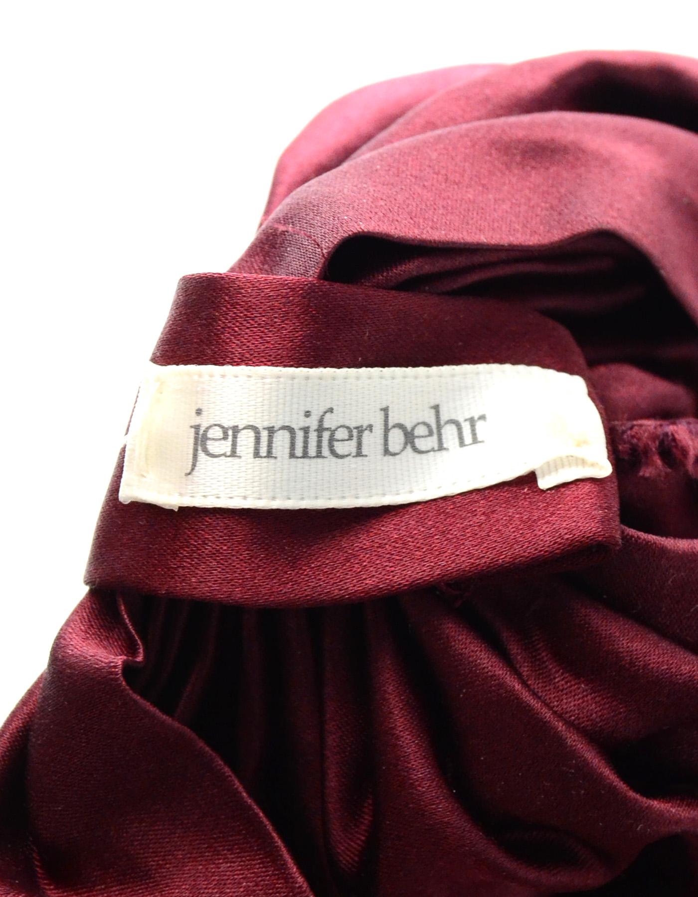 Black Jennifer Behr Burgundy Sateen/Crystal Sophia Turban Hat rt. $698