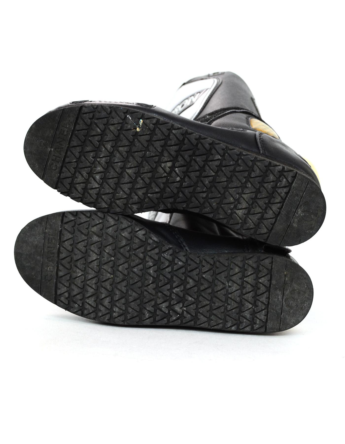  Chanel - Bottes en cuir noir vintage Motocross 31 Cambon CC, taille 36 Pour femmes 