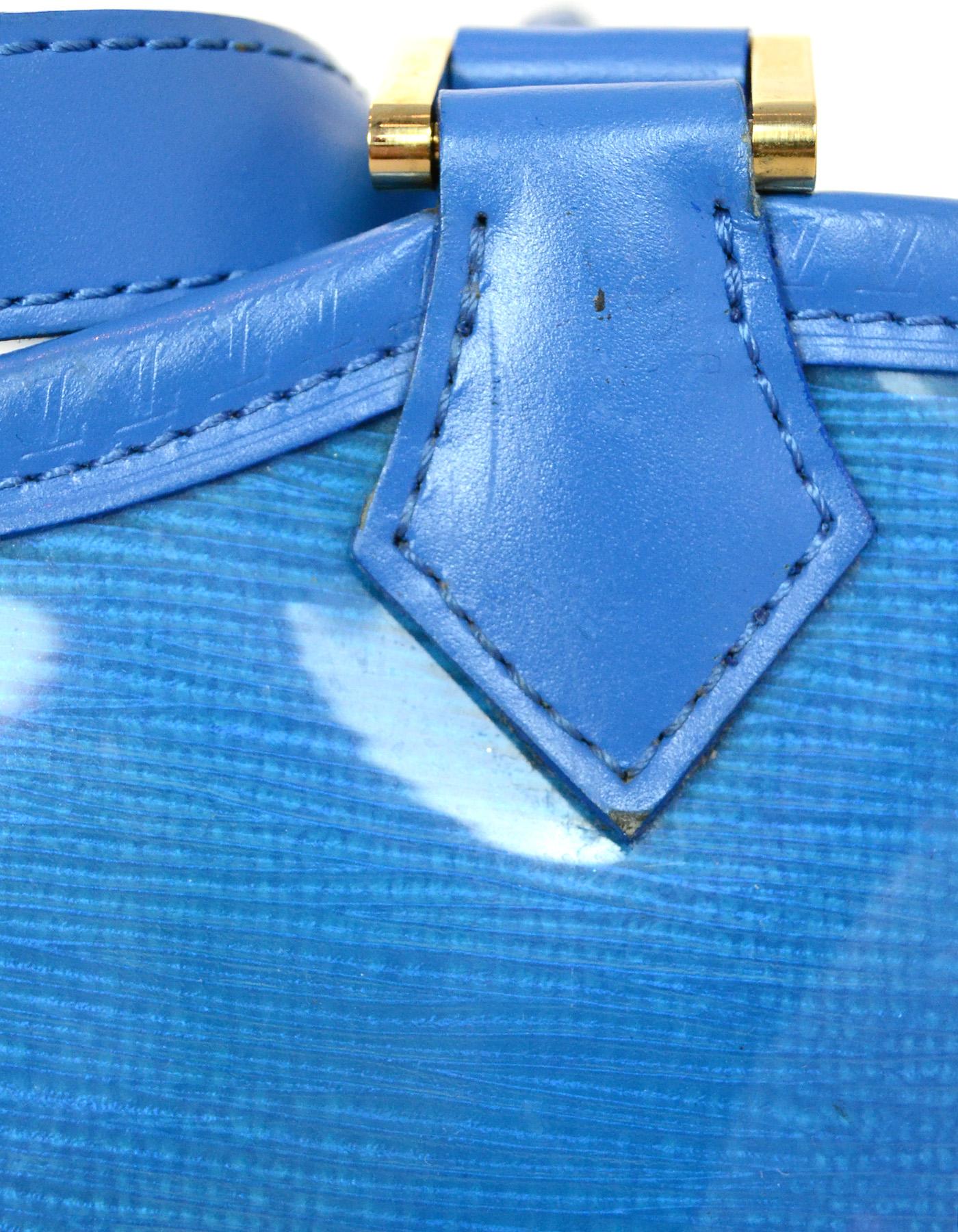 Louis Vuitton Blue Vinyl Epi Plage Leather Mini Lagoon Bay Bucket Drawstring Bag 4