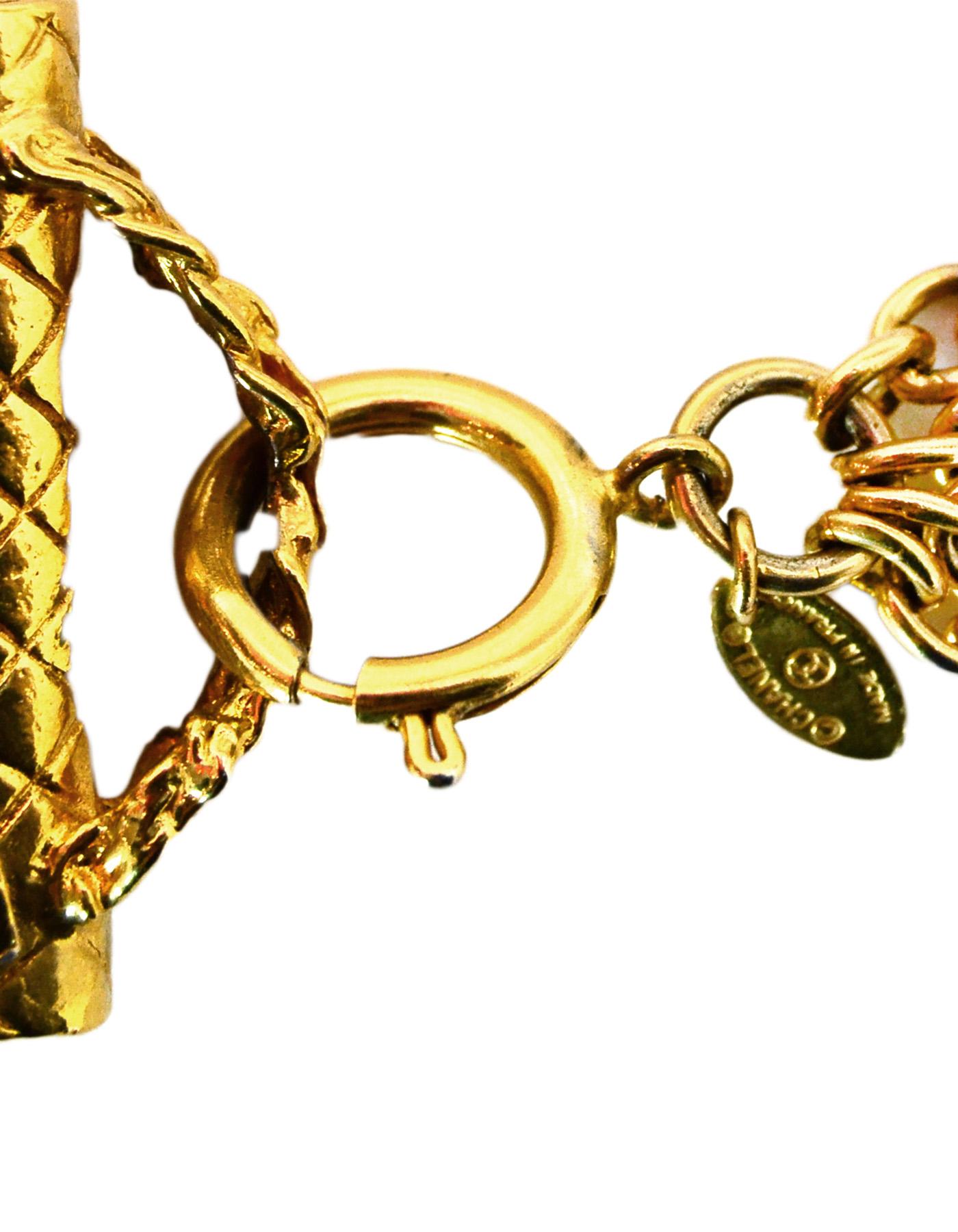 Women's Chanel '90s Vintage Goldtone Chain-Link Necklace W/ Flap Bag Pendant